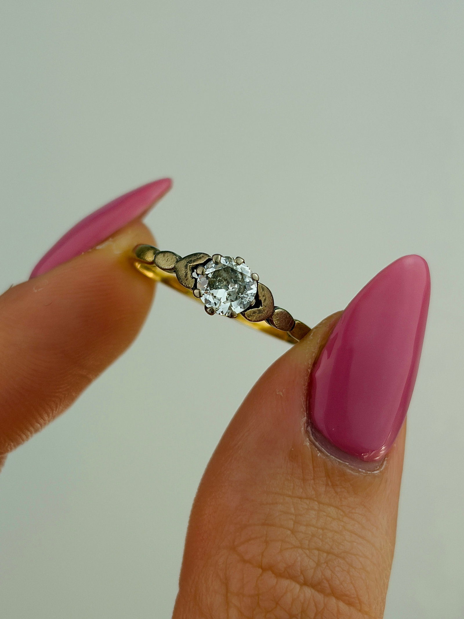 ANTIQUE .50PT DIAMOND SOLITAIRE RING IN 18CT YELLOW GOLD AND PLATINUM - 5