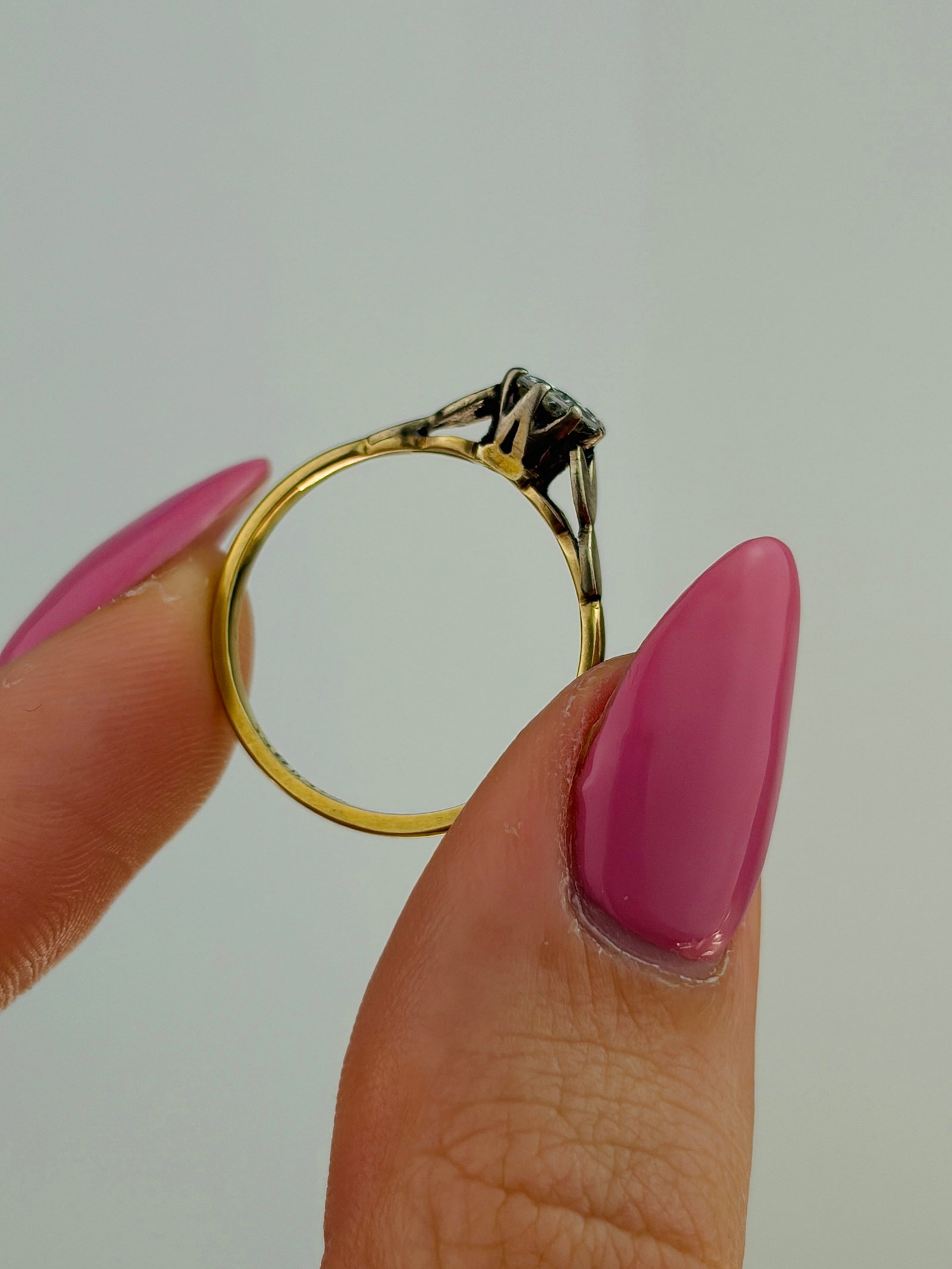 ANTIQUE .50PT DIAMOND SOLITAIRE RING IN 18CT YELLOW GOLD AND PLATINUM - 6