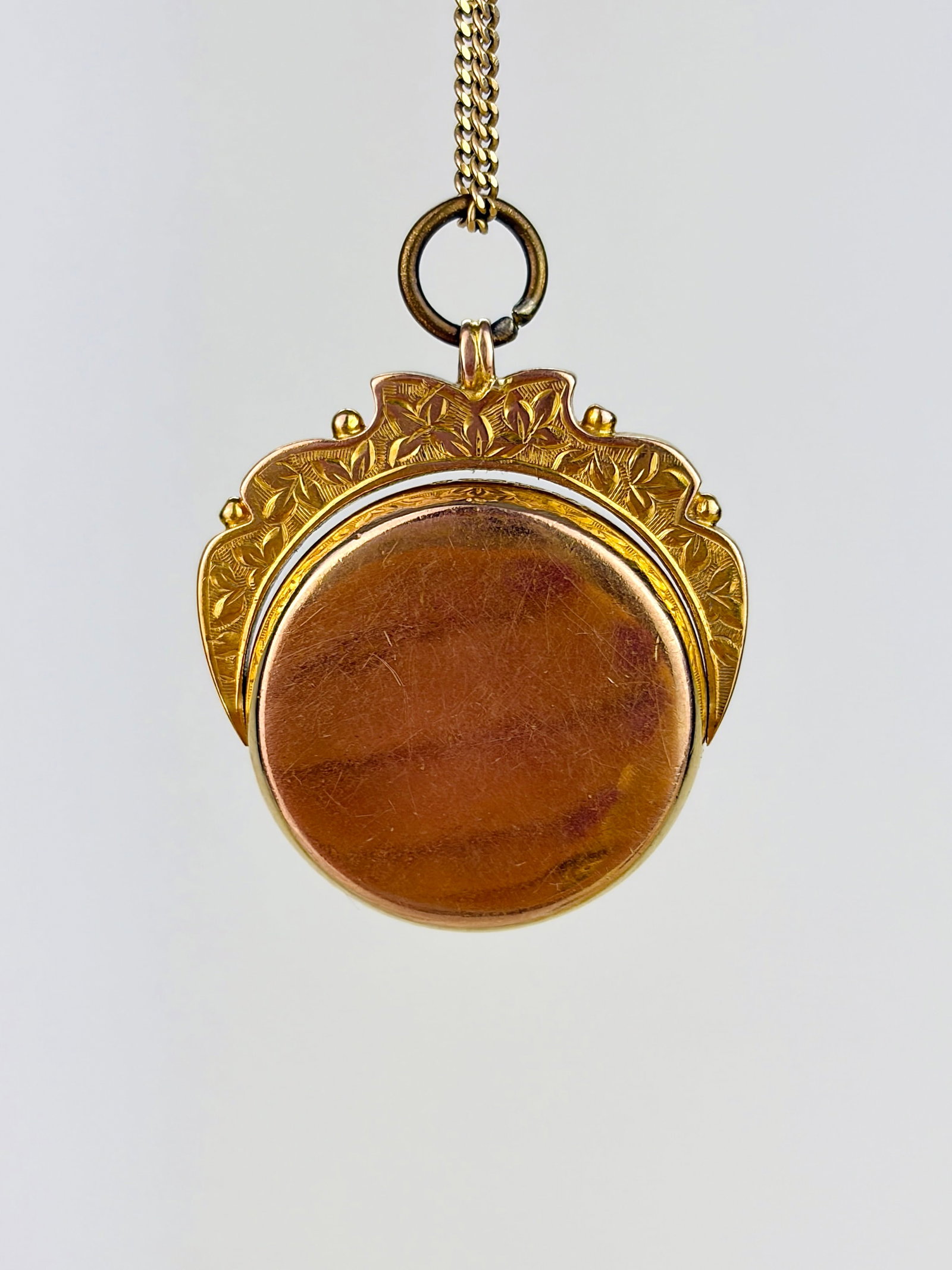 ANTIQUE C.1915 9CT YELLOW GOLD CARNELIAN SPINNING FOB PENDANT - 5
