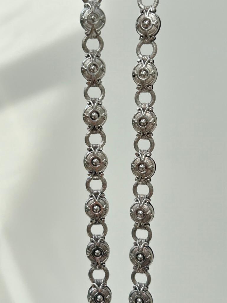 Chunky Antique Silver Collar Necklace with Locket Pendant - 5