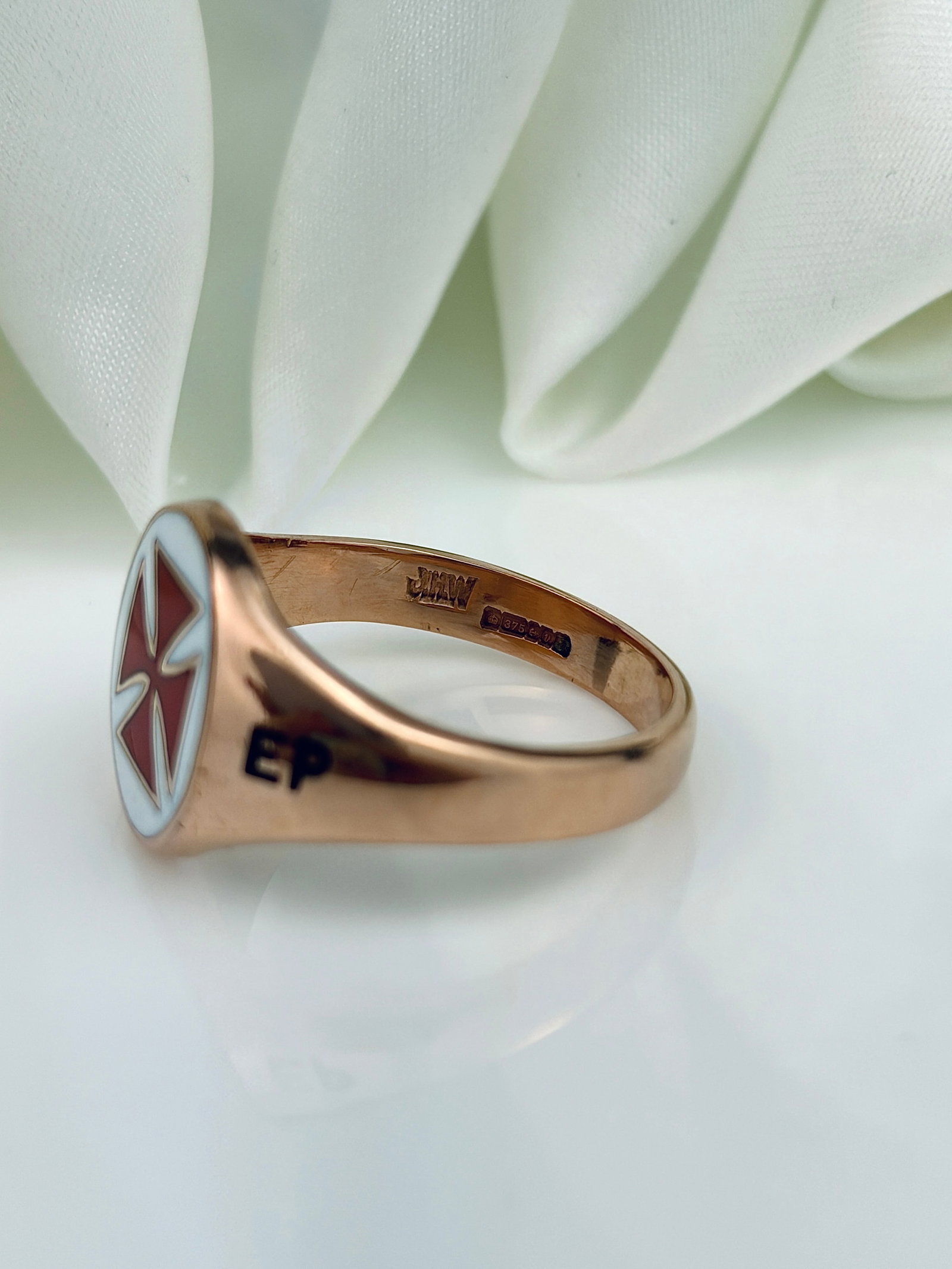 MASONIC 9CT GOLD KNIGHTS TEMPLAR RING WITH PD EP ENGRAVING - 4