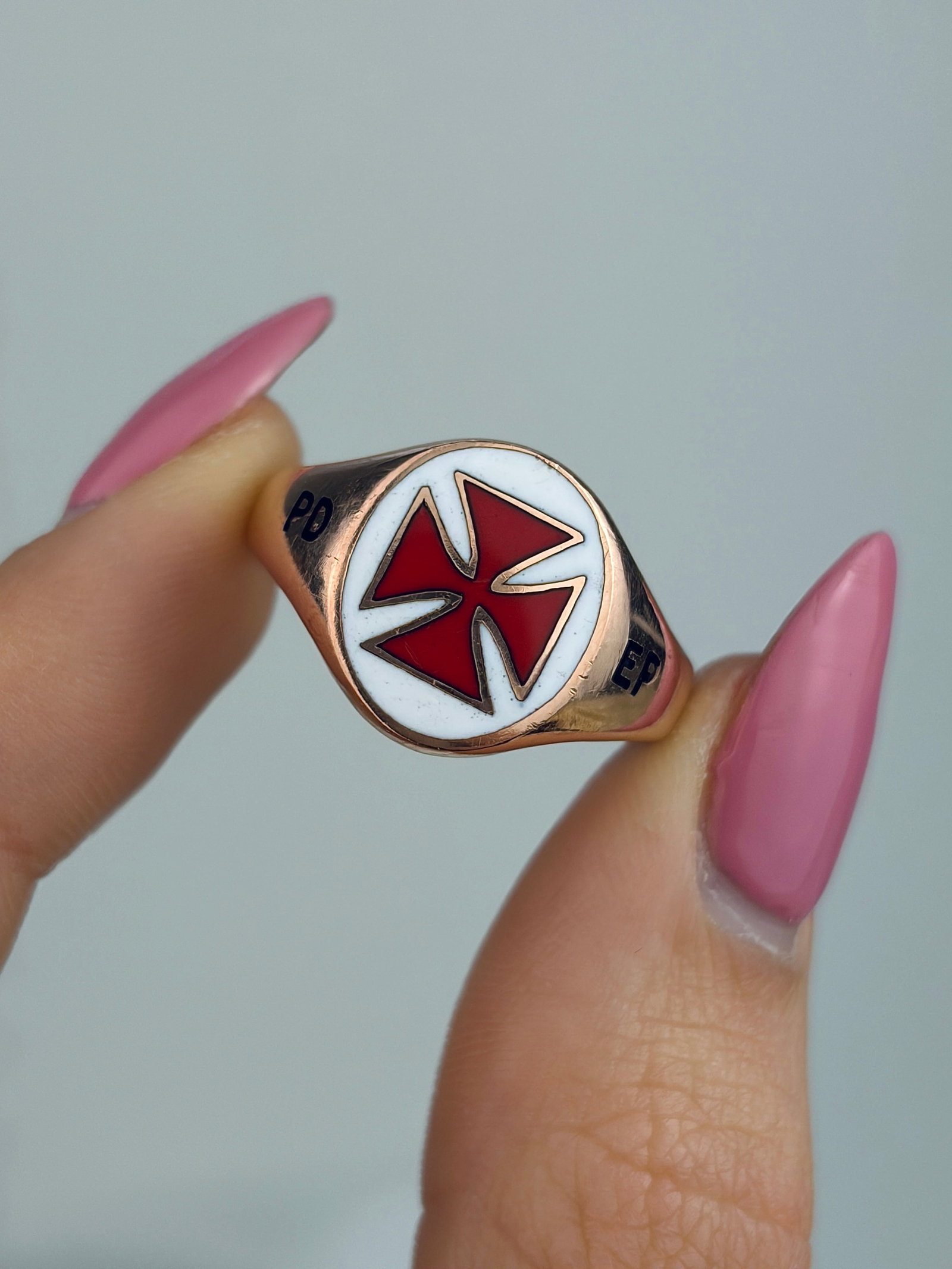 MASONIC 9CT GOLD KNIGHTS TEMPLAR RING WITH PD EP ENGRAVING - 5