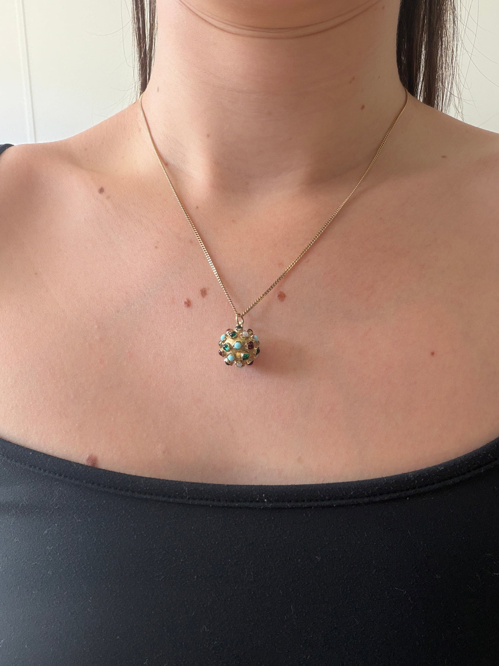 VINTAGE 9CT YELLOW GOLD GEMSET SPUTNIK CHARM/PENDANT - 2