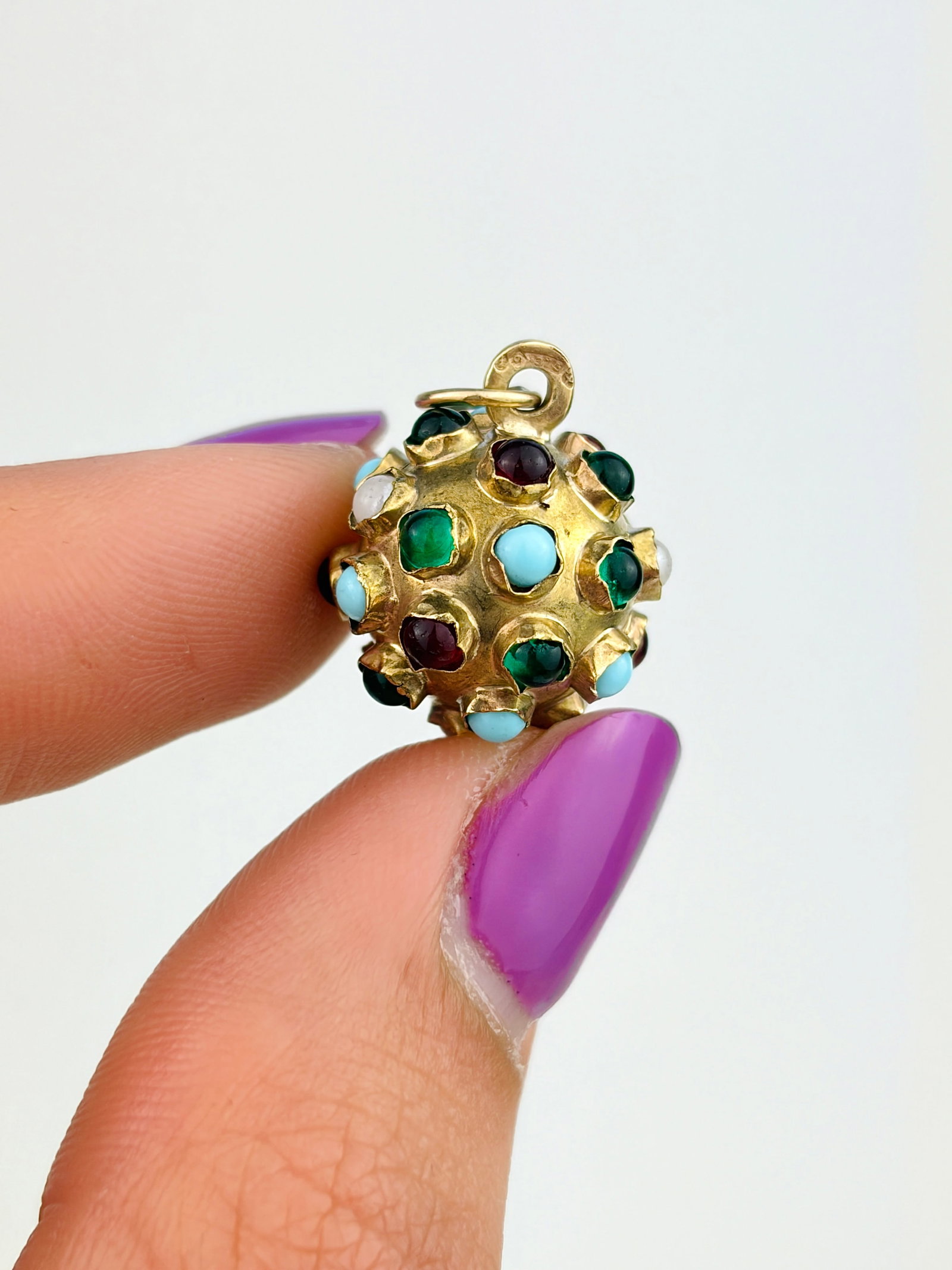 VINTAGE 9CT YELLOW GOLD GEMSET SPUTNIK CHARM/PENDANT - 4