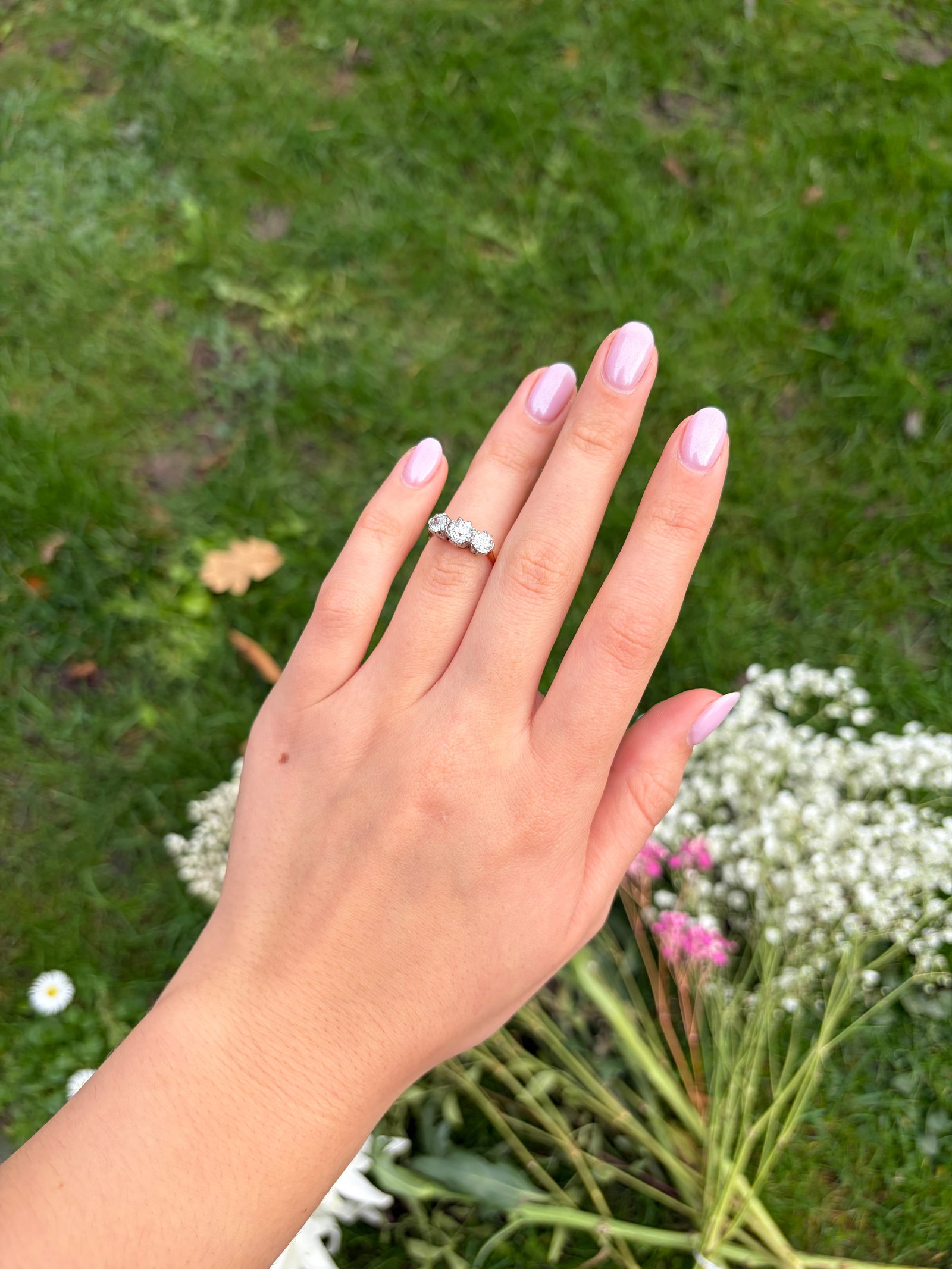 Edwardian 1.40ct Diamond and 18 Carat Gold and Platinum Three Stone Ring - 10