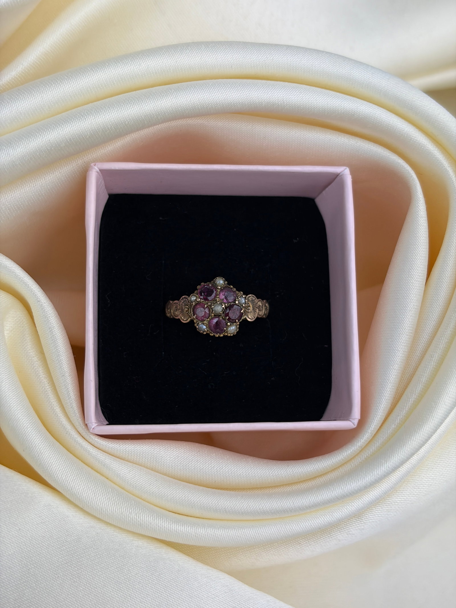 antique victorian era 9ct gold multi gemstone ring - 9