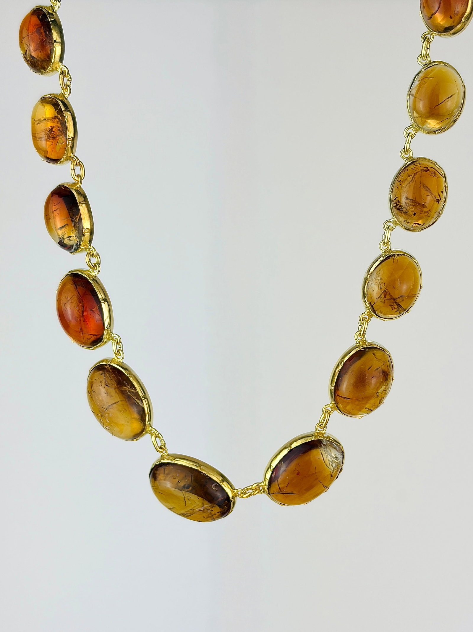 Antique silver gilt cabochon citrine riviera style necklace (1 of 8)