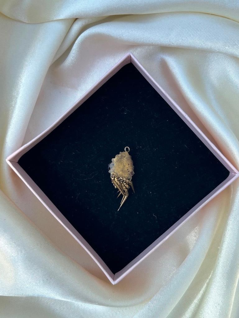 Victorian era antique 9CT yellow gold Pearl starburst fringe pendant - 2