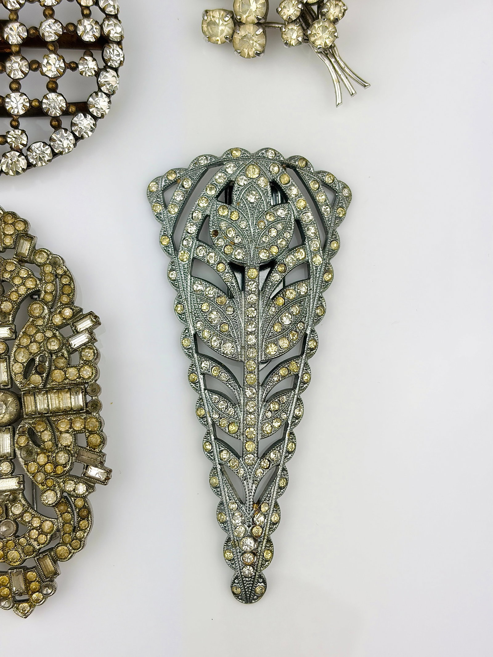 Antique paste double clip / brooches etc mixed lot - 3