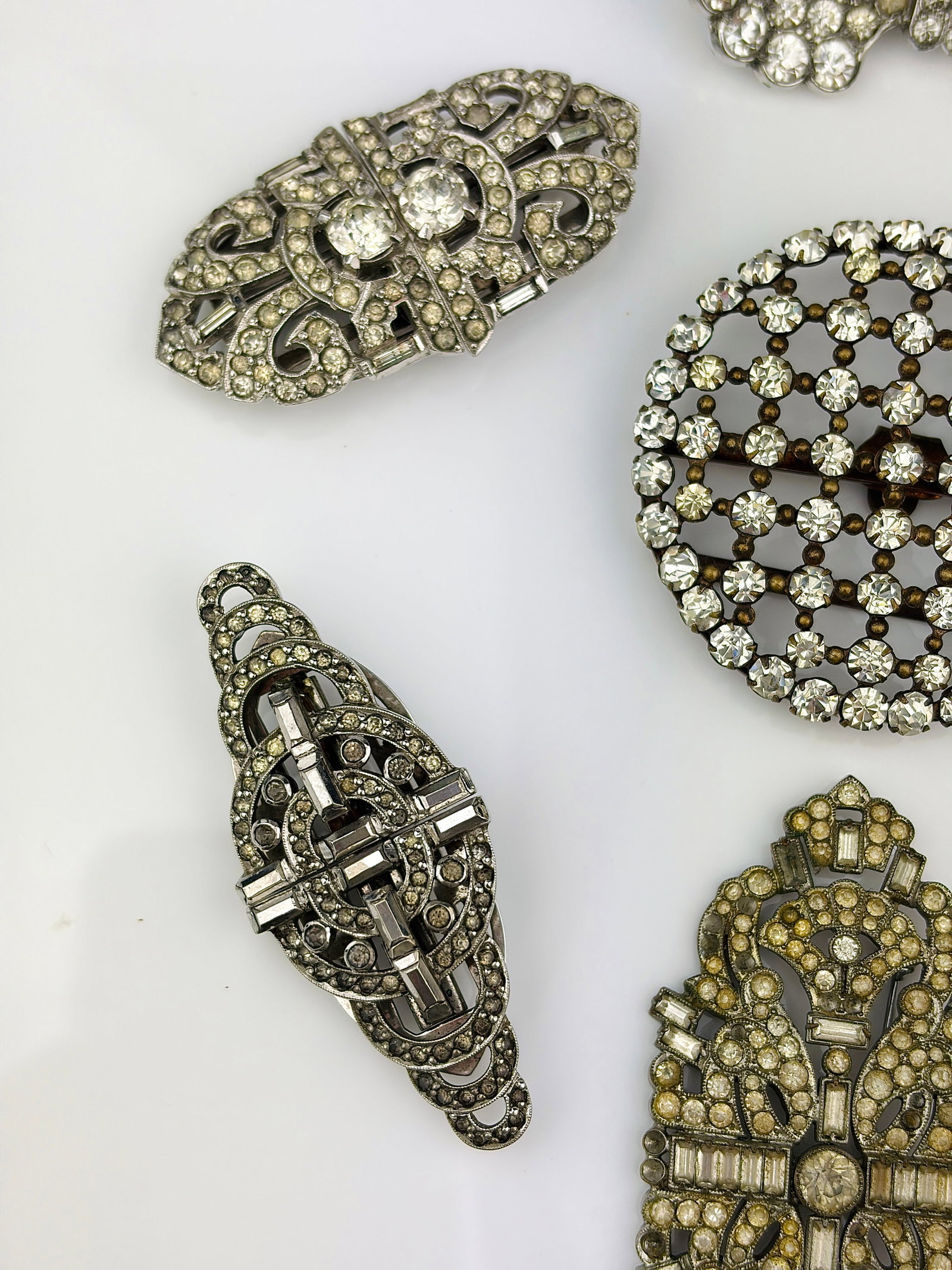Antique paste double clip / brooches etc mixed lot - 4