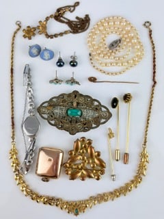 MIXED LOT - BROOCHES, STICK PINS NECKLACE ETC: MIXED LOT - 4X SILVER BANGLES AF