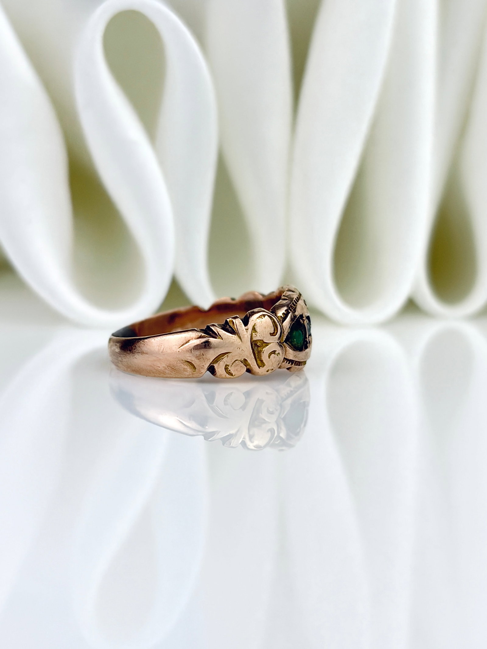 ANTIQUE EDWARDIAN TURQUOISE AND PEARL ORNATE RING IN 9CT GOLD - 2