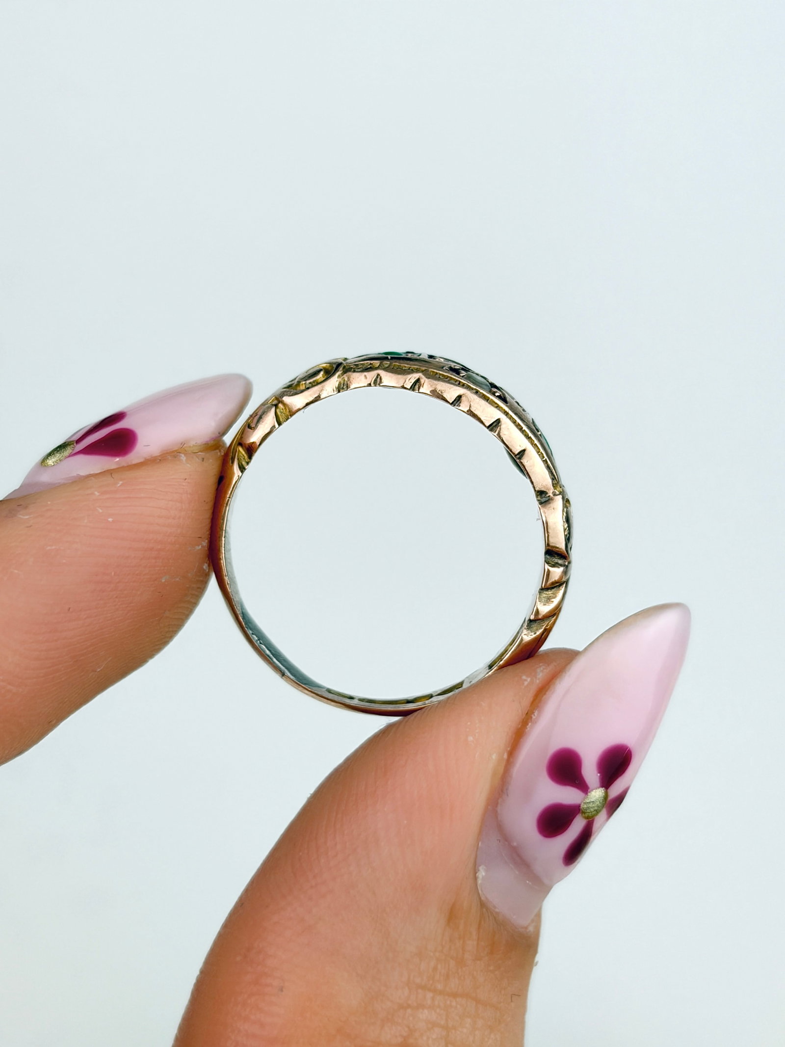 ANTIQUE EDWARDIAN TURQUOISE AND PEARL ORNATE RING IN 9CT GOLD - 6