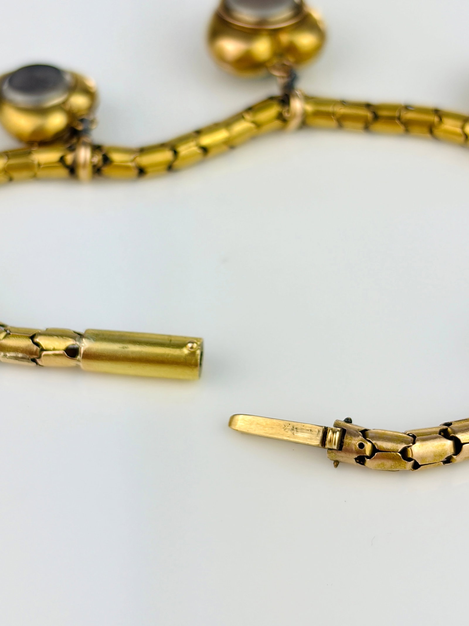 ANTIQUE VICTORIAN 18CT YELLOW GOLD TURQUOISE HEART, AND BLUE ENAMEL AND PEARL CHARM BRACELET - 7