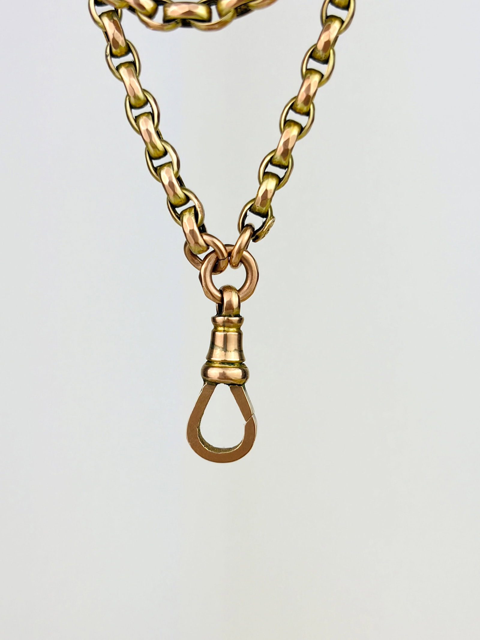 ANTIQUE 9CT GOLD LONGGUARD CHAIN NECKLACE WITH DOGCLIP - 3