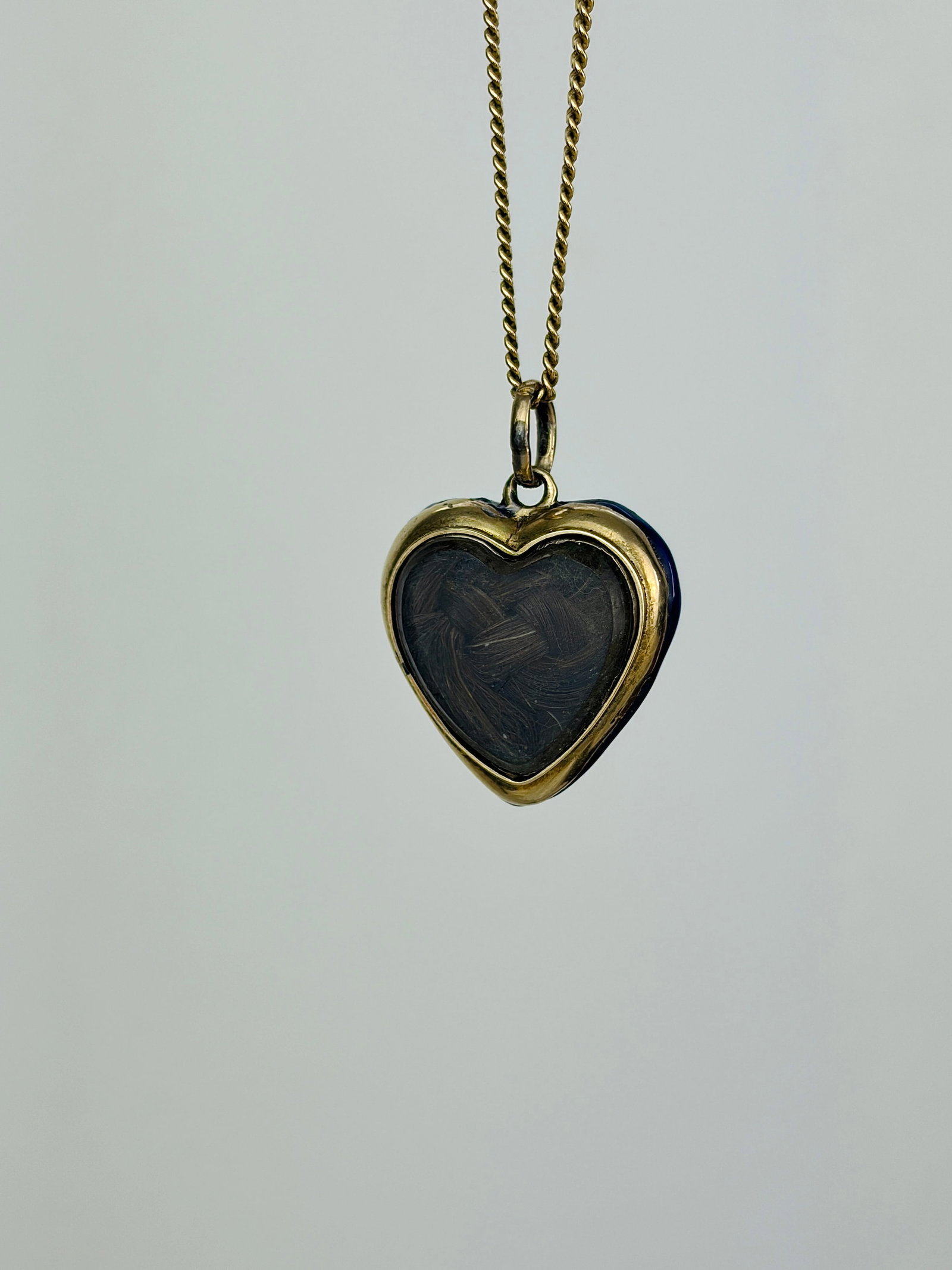 Antique Blue Enamel Pearl Forget Me Not Heart Locket Back Pendant in Gold - 3