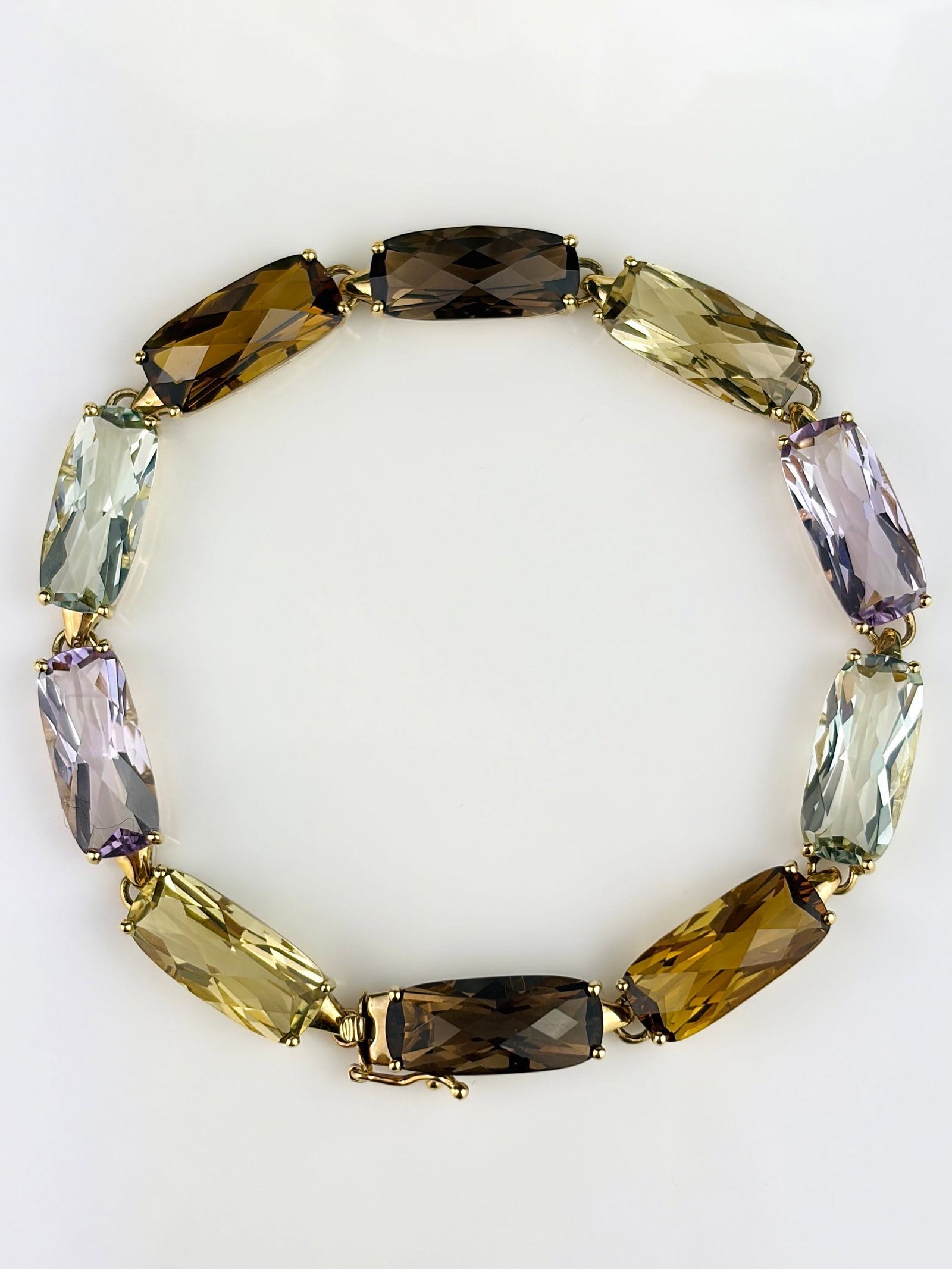 CHUNKY VINTAGE 9CT YELLOW GOLD MULTI GEMSTONE BRACELET (1 of 12)