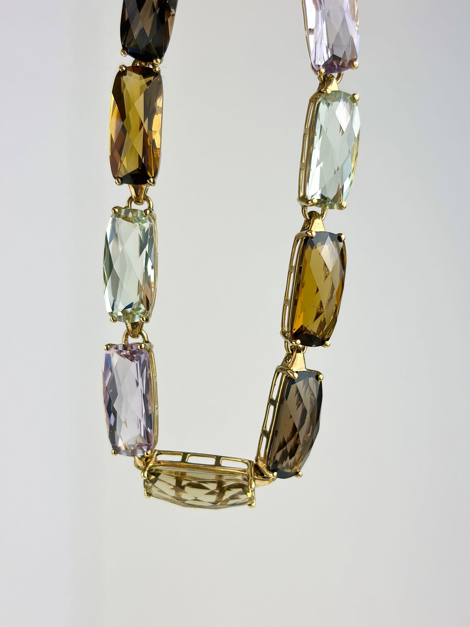 CHUNKY VINTAGE 9CT YELLOW GOLD MULTI GEMSTONE BRACELET - 3