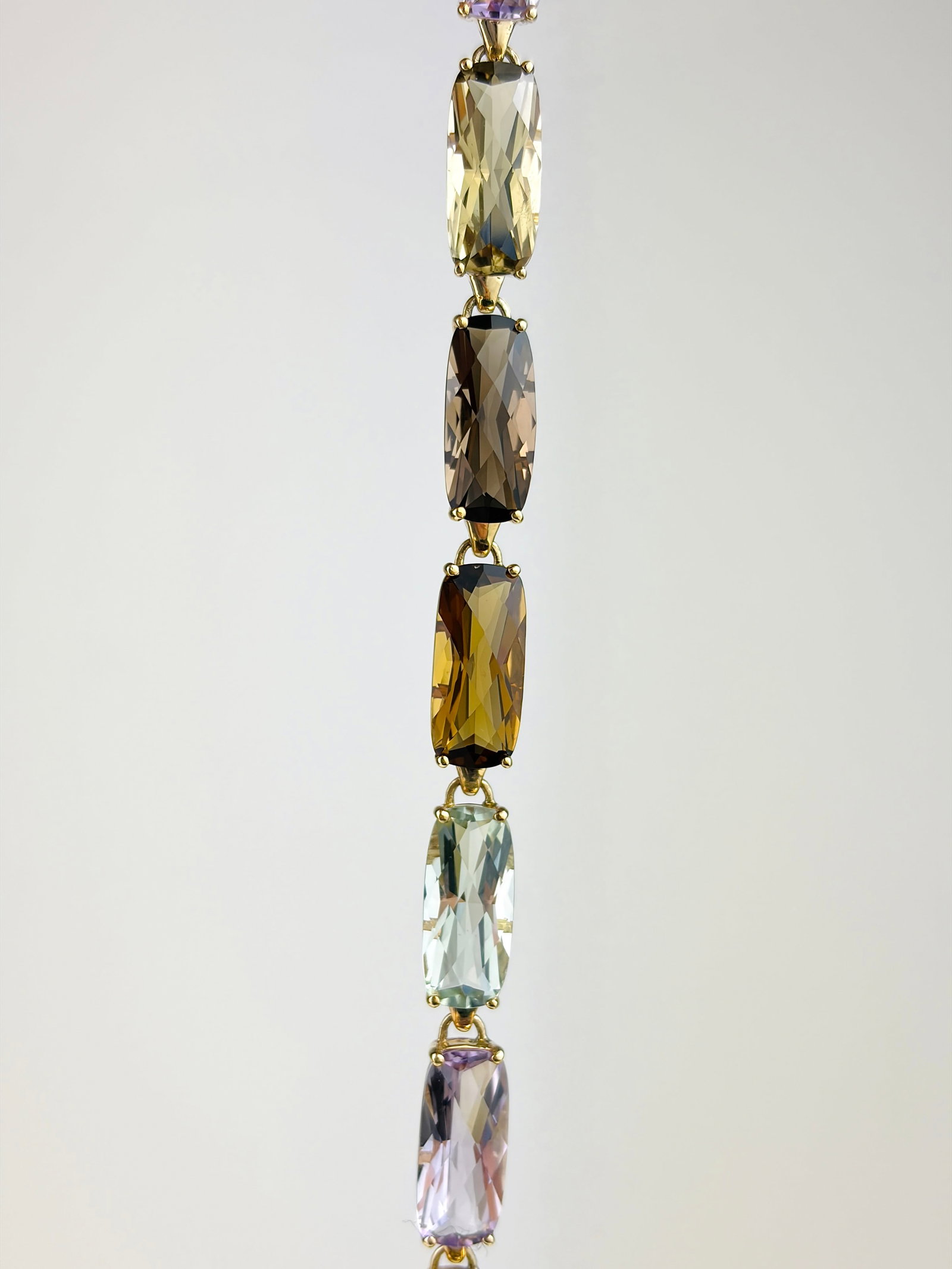 CHUNKY VINTAGE 9CT YELLOW GOLD MULTI GEMSTONE BRACELET - 4