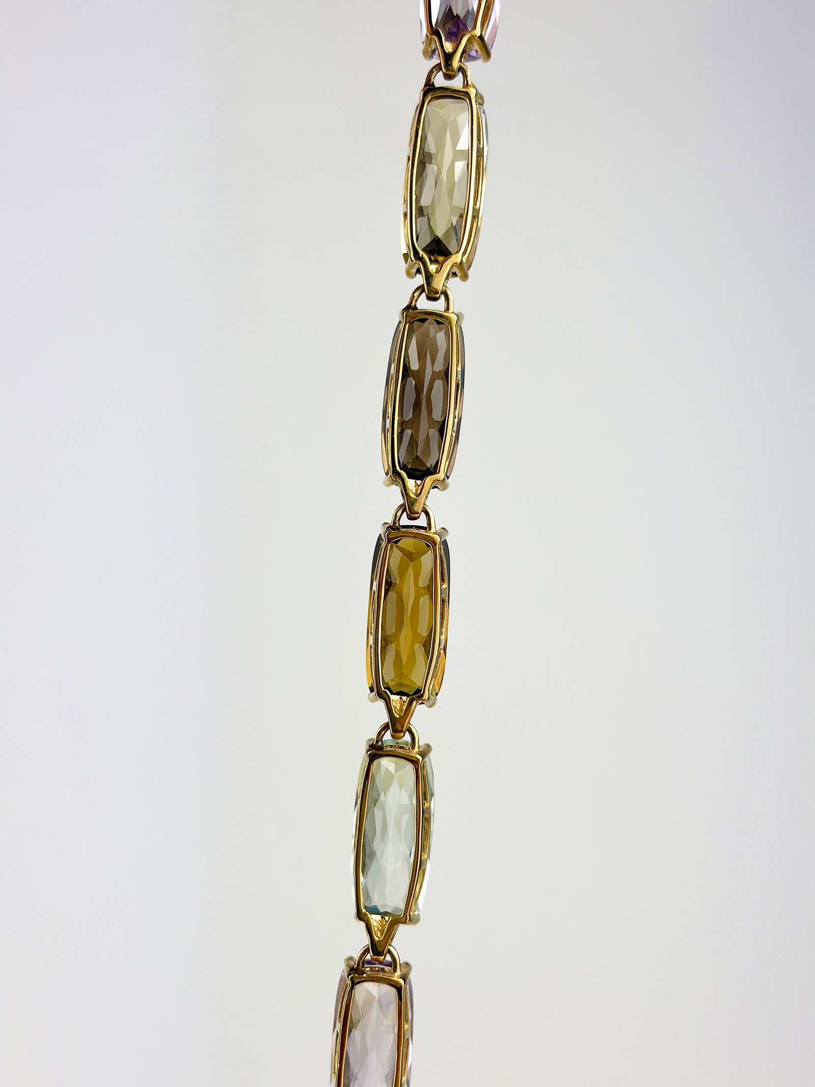CHUNKY VINTAGE 9CT YELLOW GOLD MULTI GEMSTONE BRACELET - 6