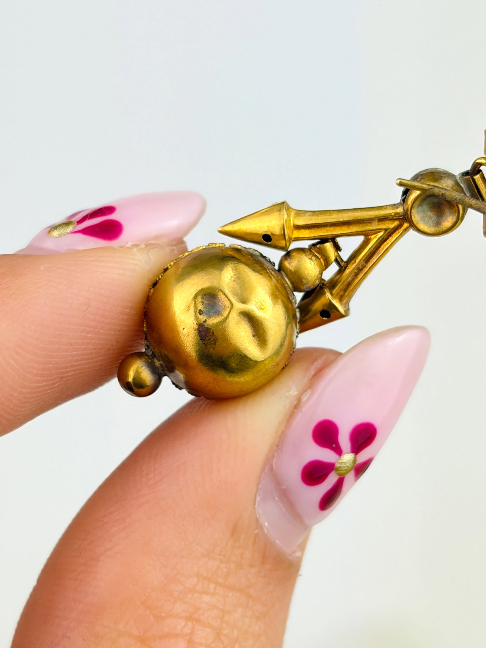 ANTIQUE VICTORIAN TURQUOISE ORB DROP EARRINGS IN GOLD - 6
