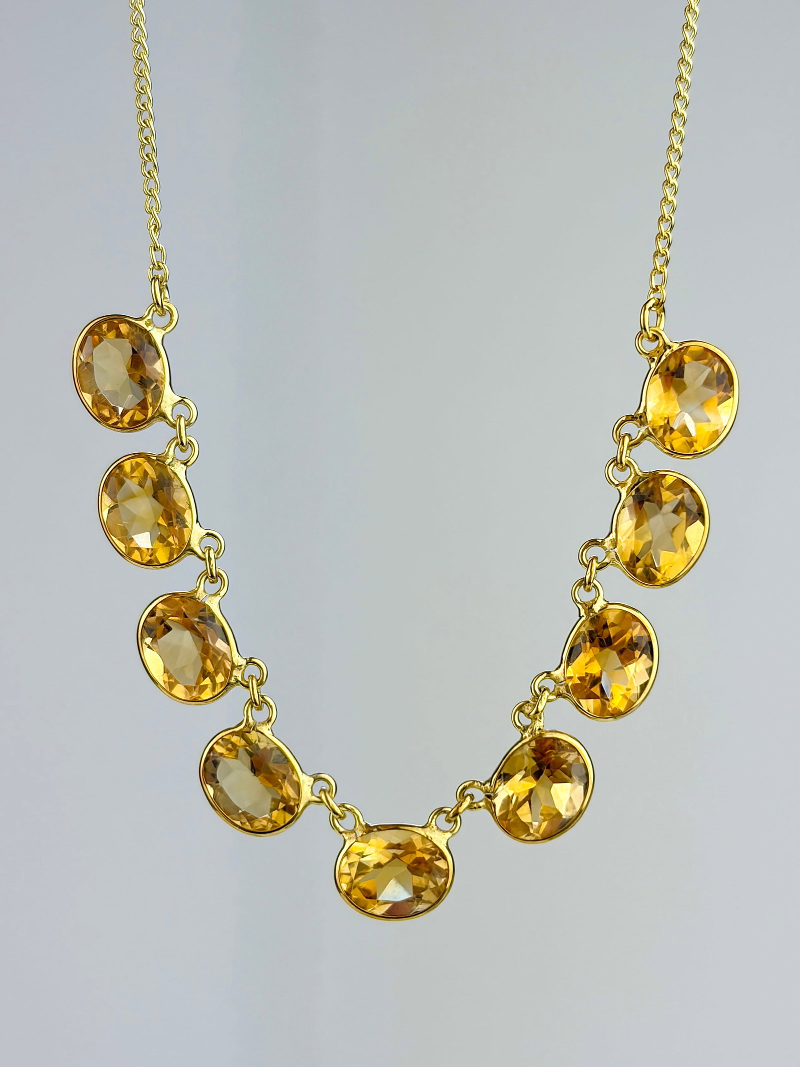 WONDERFUL ANTIQUE CITRINE NECKLACE IN GILT METAL (1 of 6)
