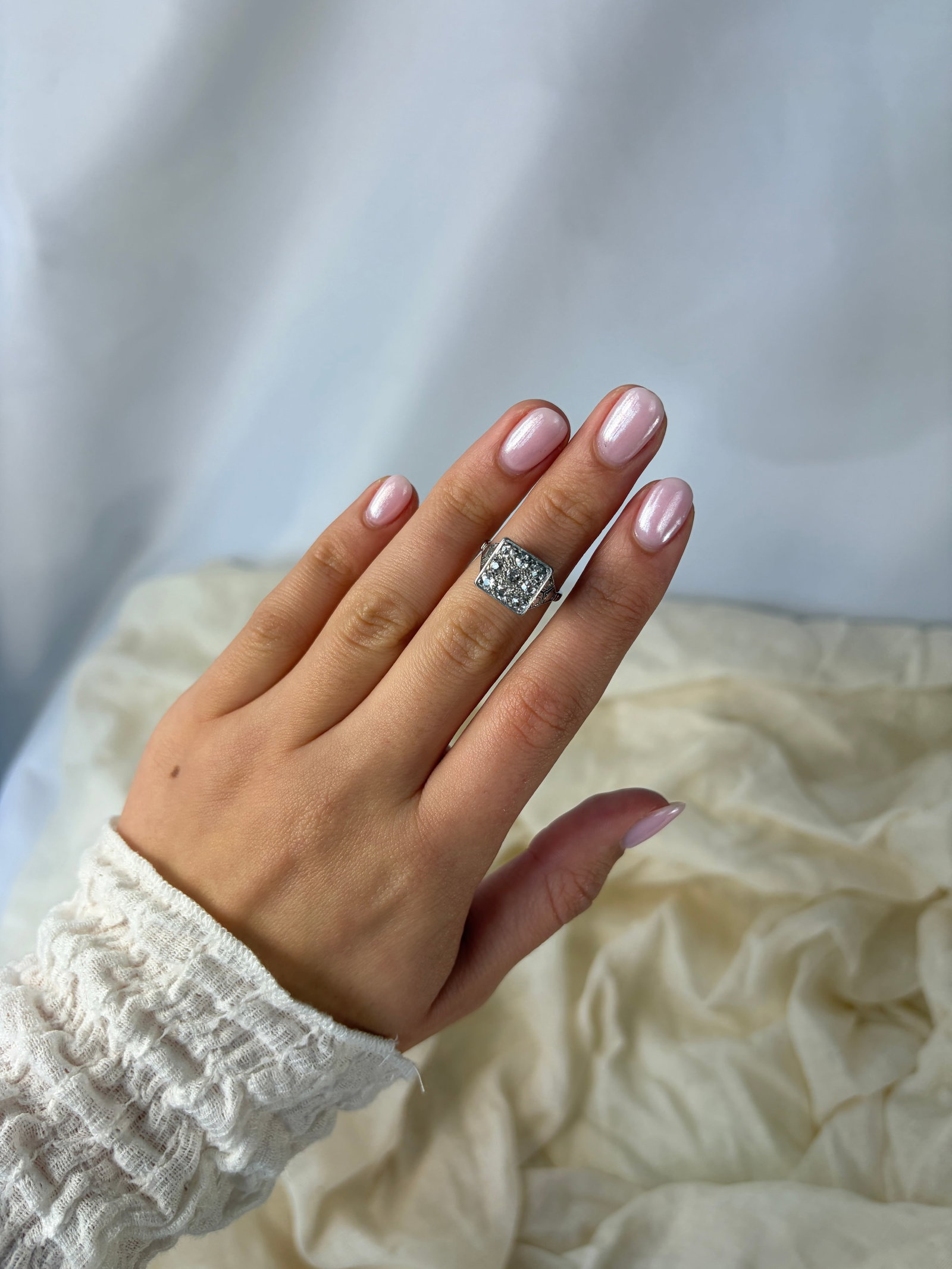 Art Deco Diamond and Platinum Panel Ring - 8