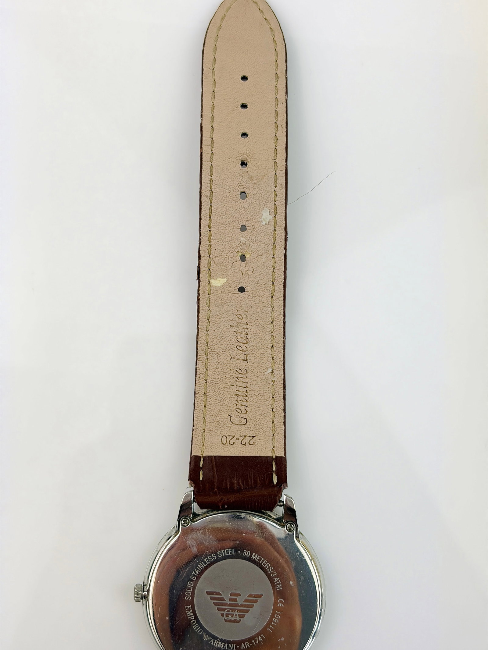 MEN'S EMPORIO ARMANI WATCH WITH BLACK DIAL AND LEATHER STRAP - 5