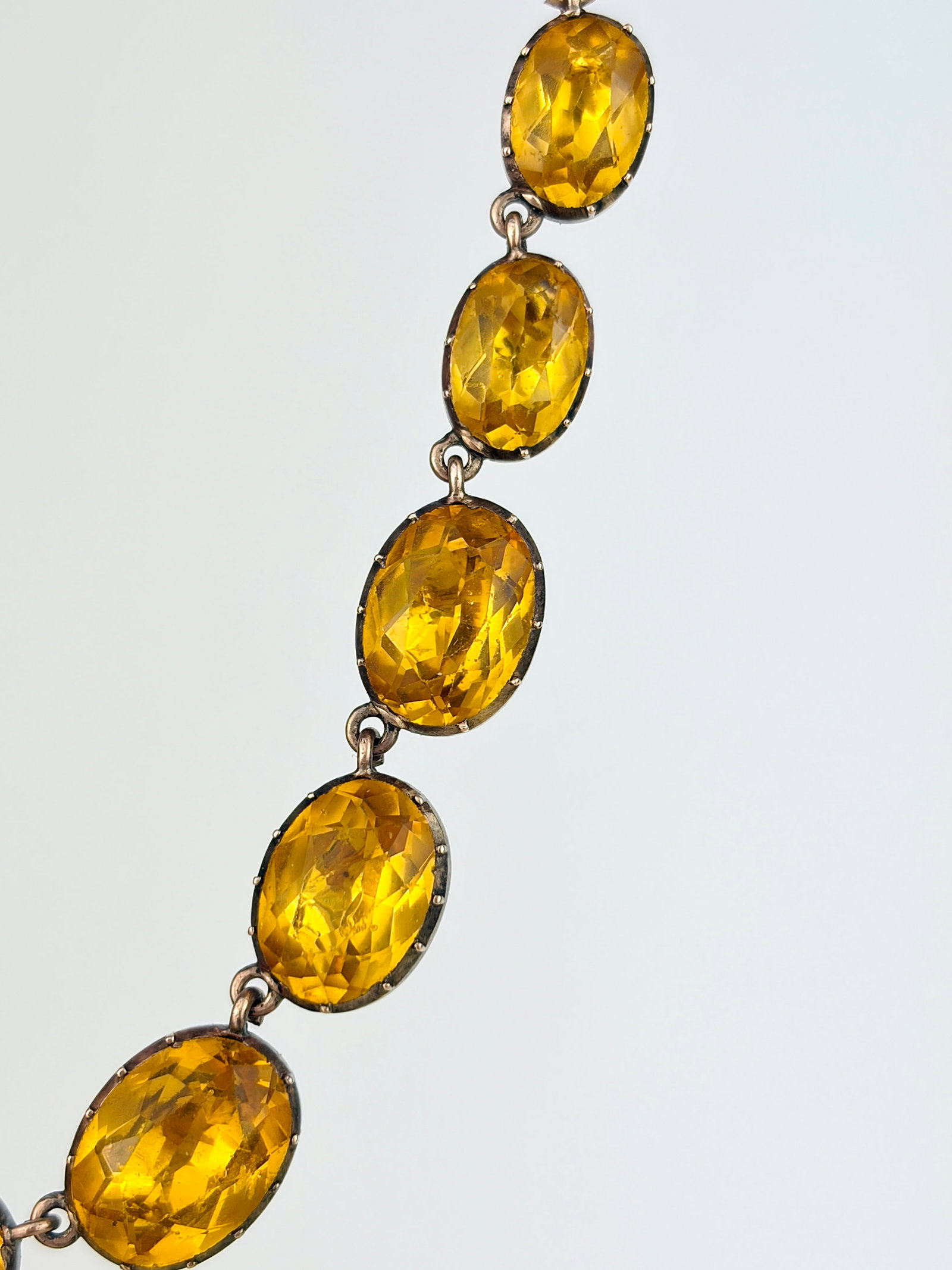 ANTIQUE 9CT GOLD YELLOW PASTE NECKLACE - 2
