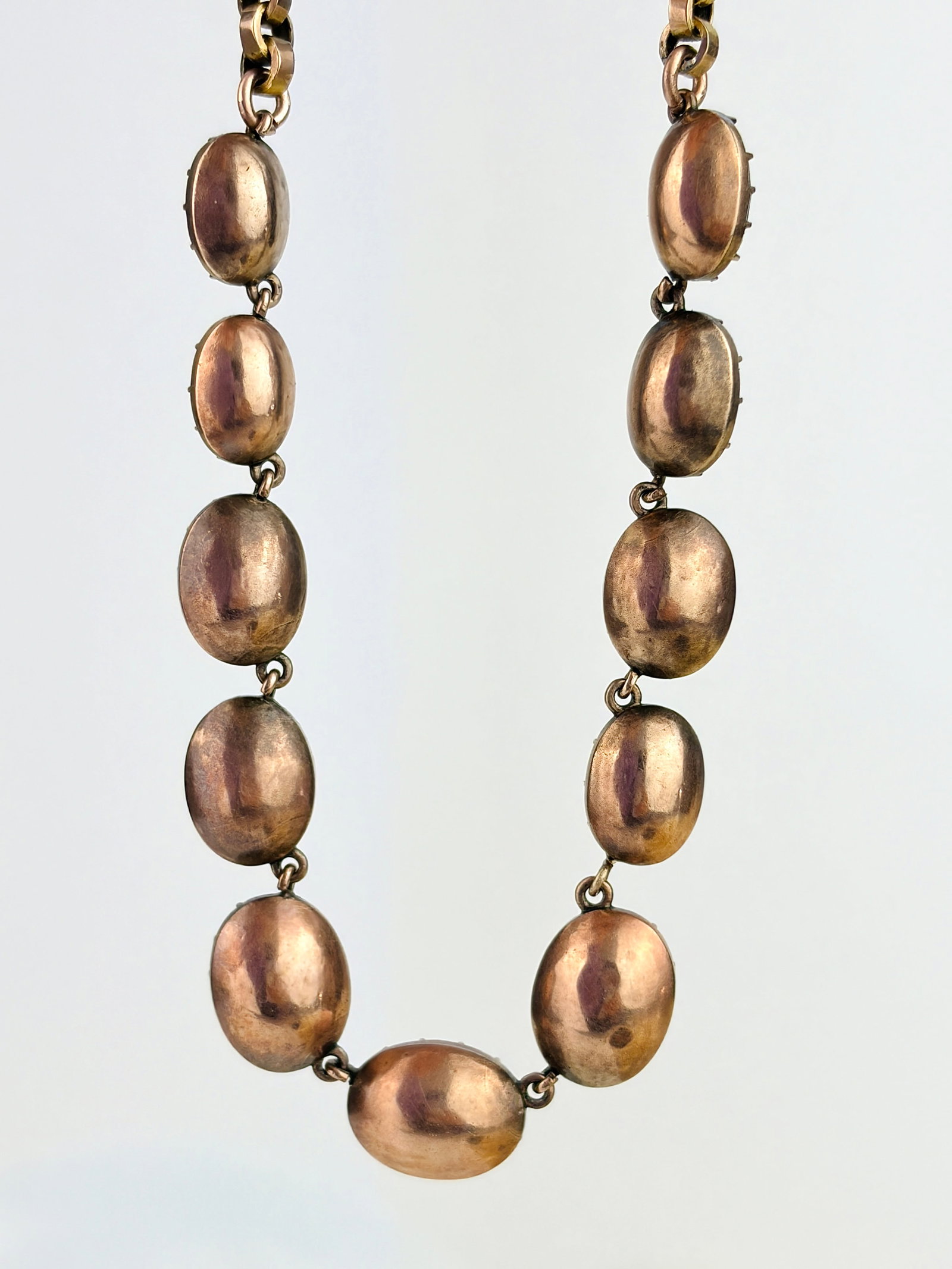 ANTIQUE 9CT GOLD YELLOW PASTE NECKLACE - 5