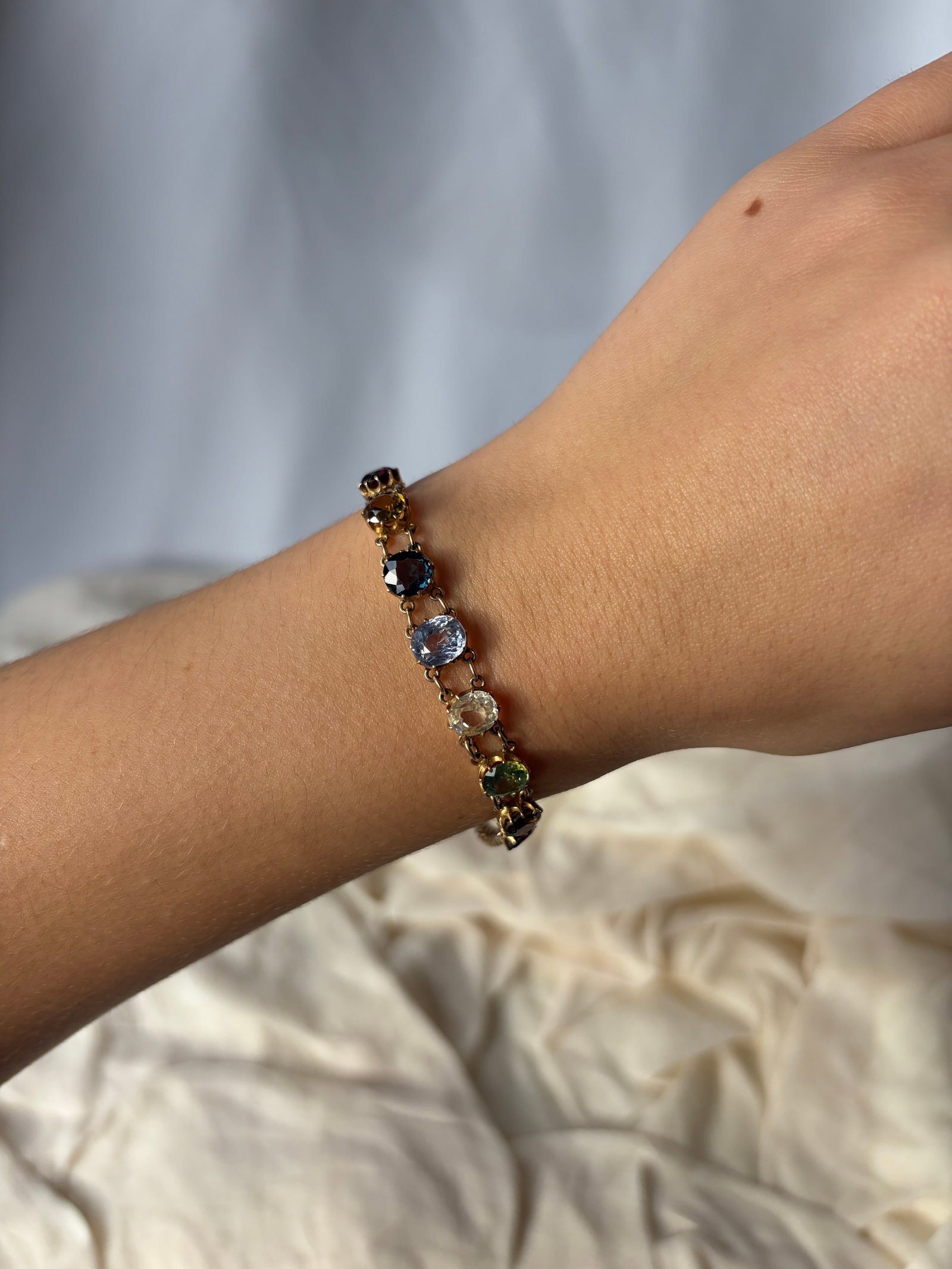 Antique Multigemstone Bracelet in 14ct Yellow Gold - 7