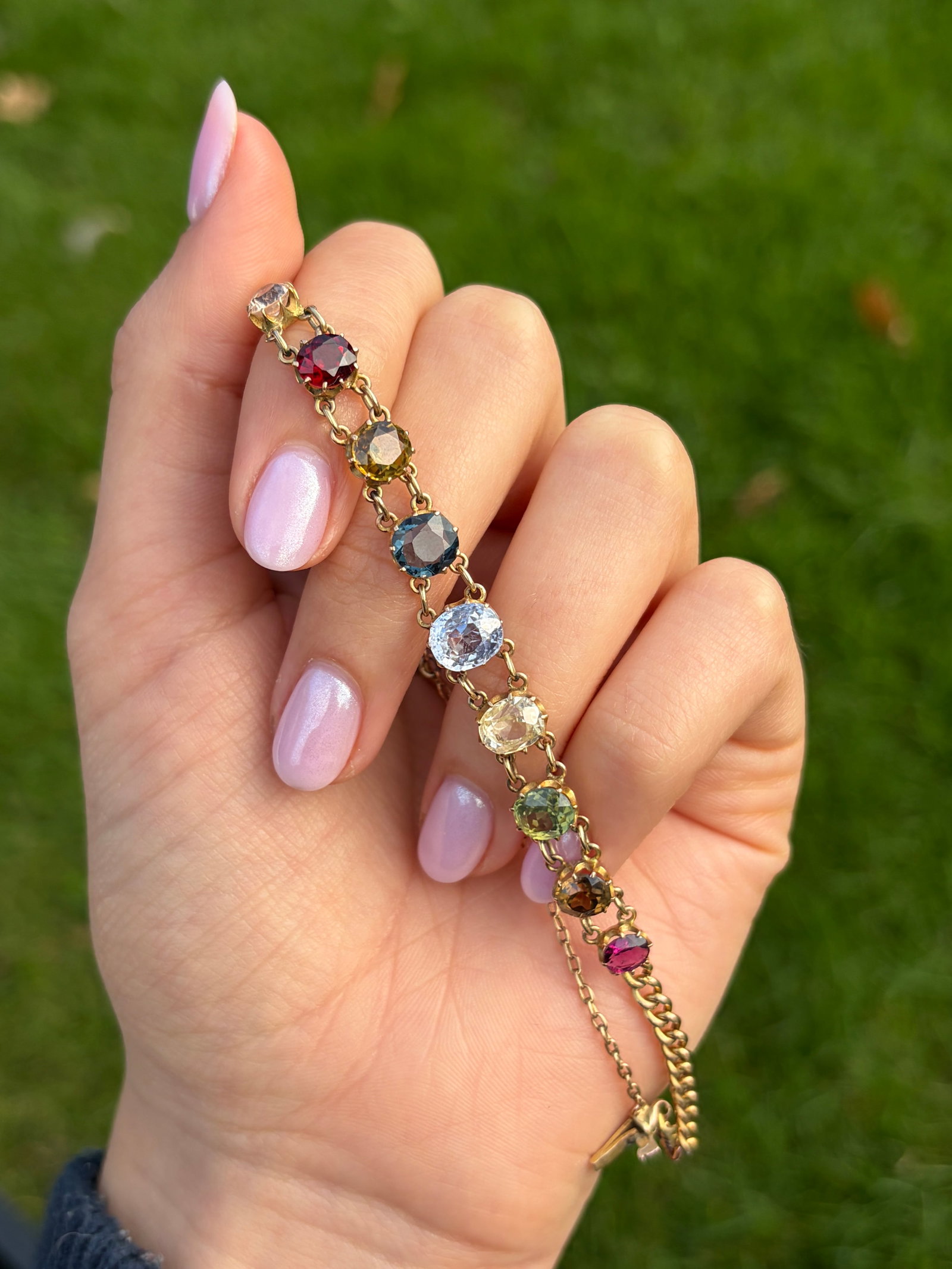 Antique Multigemstone Bracelet in 14ct Yellow Gold - 9