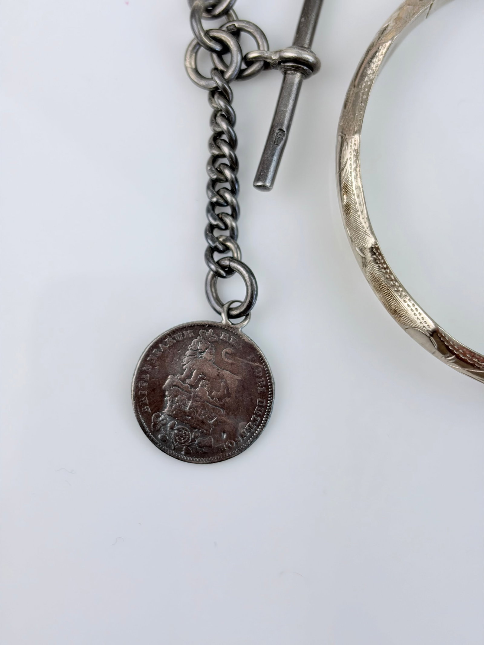 MIXED LOT - SILVER CHAIN, BANGLES, PENDANT ETC - 4