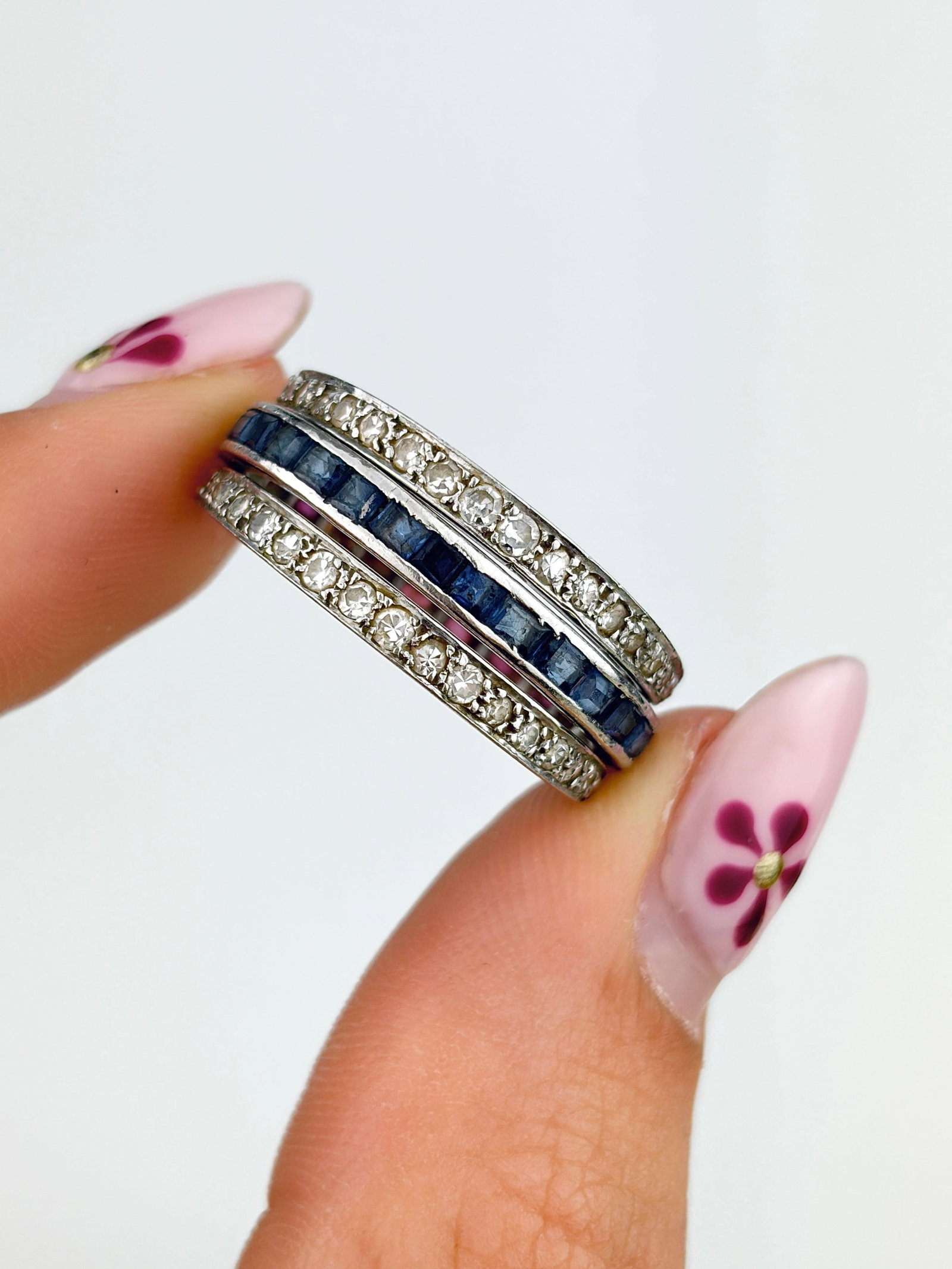 ART DECO RUBY, SAPPHIRE AND DIAMOND DAY AND NIGHT FLIP RING IN PLATINUM - 5
