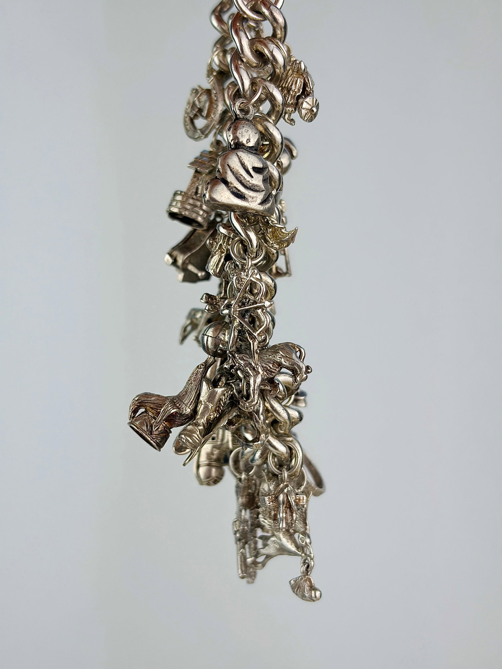 Heavy Sterling Silver Full Charm Bracelet with Opening Charms - 2
