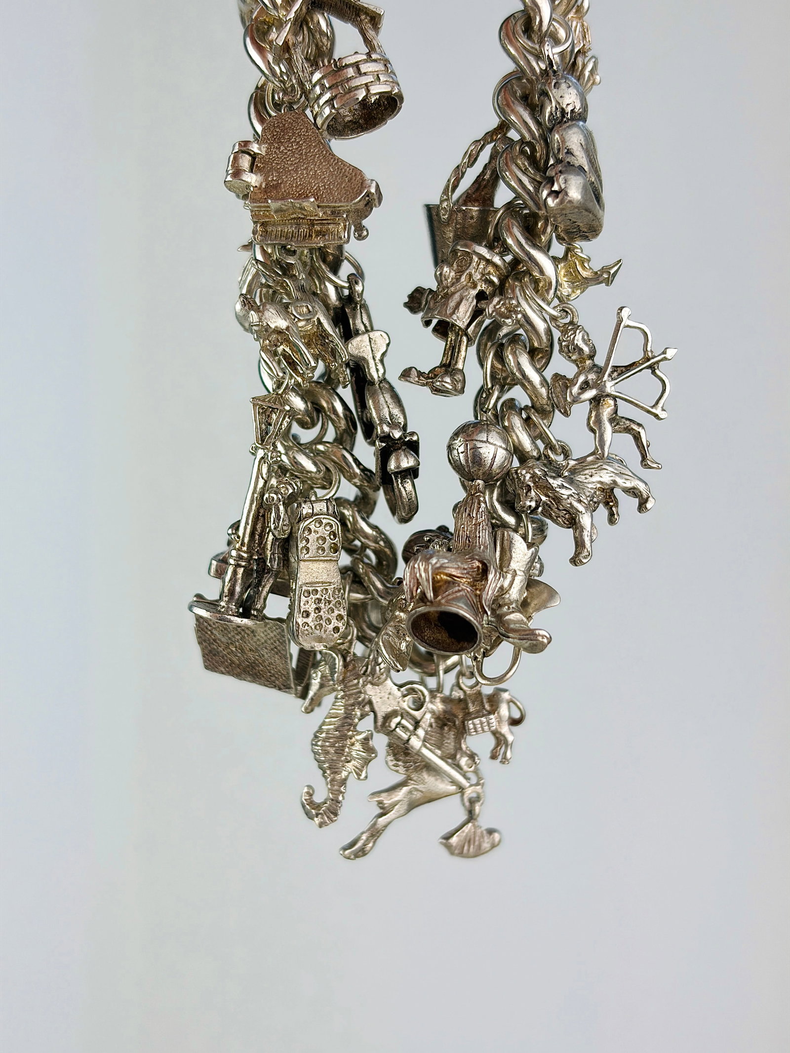 Heavy Sterling Silver Full Charm Bracelet with Opening Charms - 3
