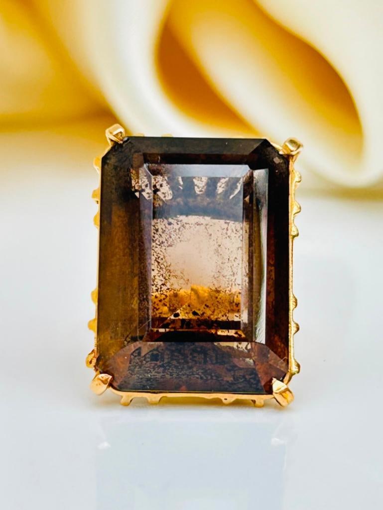 Large Antique 18ct Yellow Gold Quartz Cocktail Ring: Large Antique 18ct Yellow Gold Quartz Cocktail Ring gorgeous large statement ring measurements size uk L1/2 us 6 head of ring 23mm x 17mm weight 10.32g 