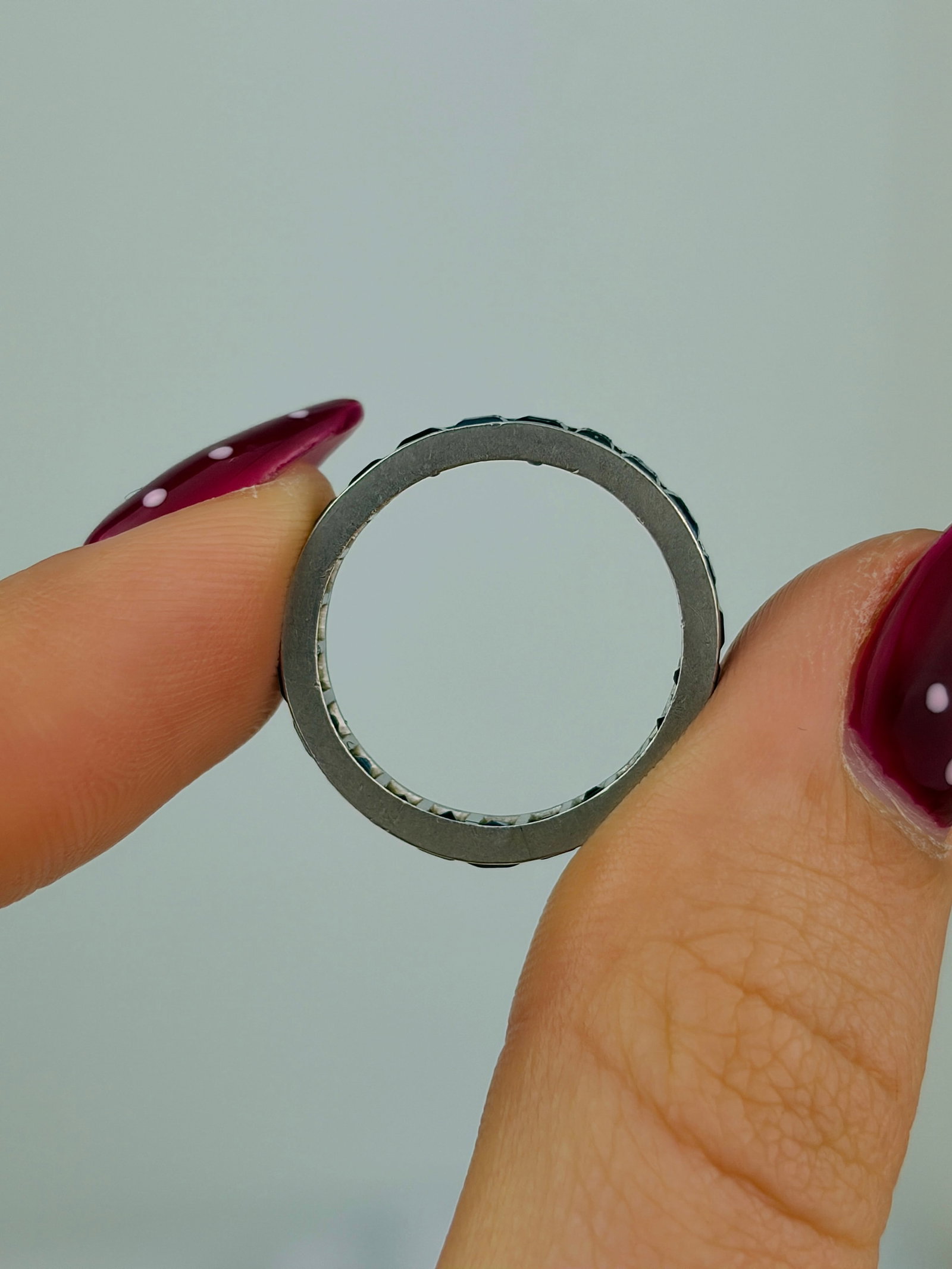 antique platinum sapphire full eternity band ring - 5