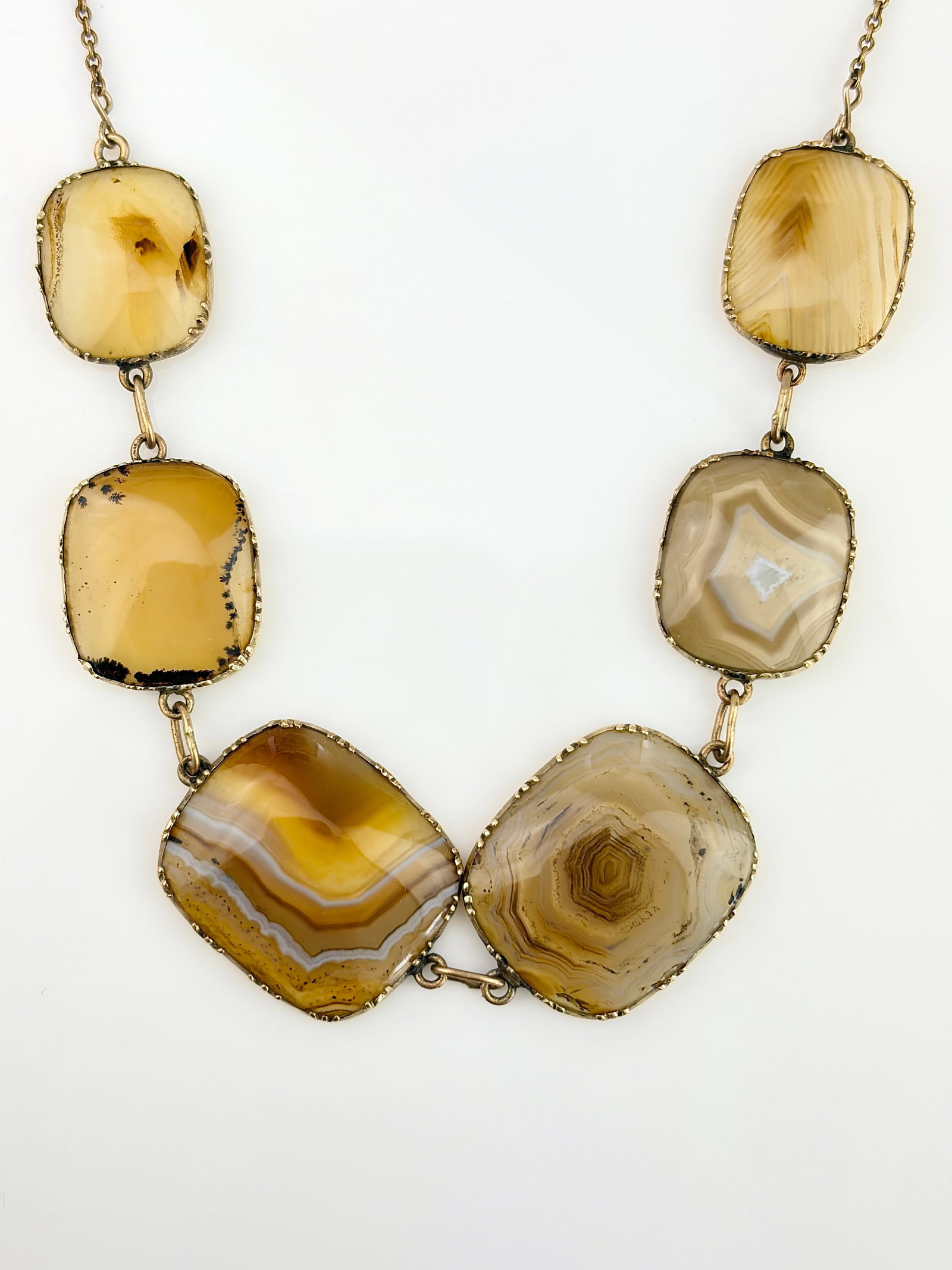 ANTIQUE GEORGIAN ERA 9CT GOLD BANDED AGATE NECKLACE (1 of 8)