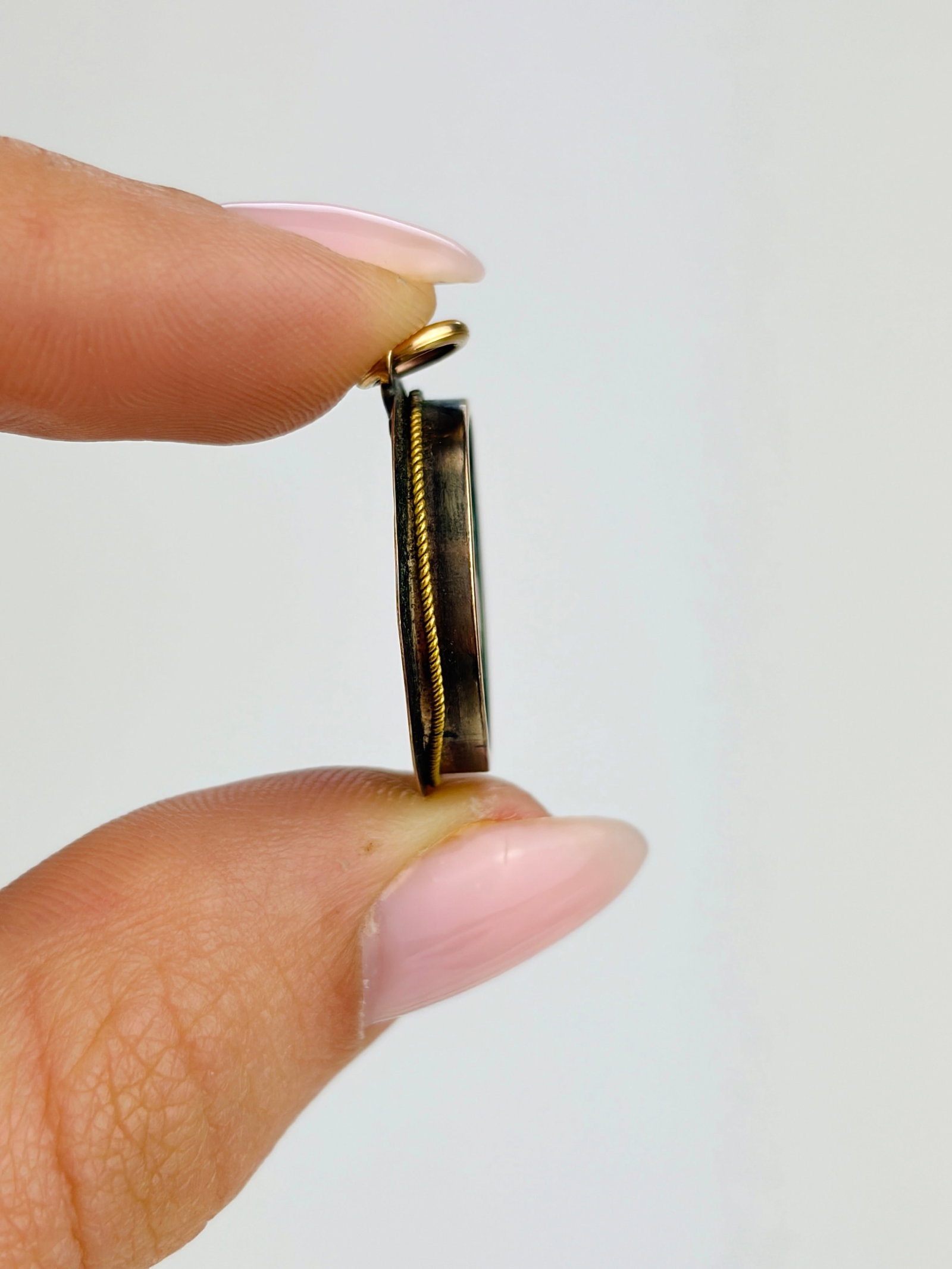 ANTIQUE PIETRA DURA MOSAIC PENDANT IN GOLD - 2