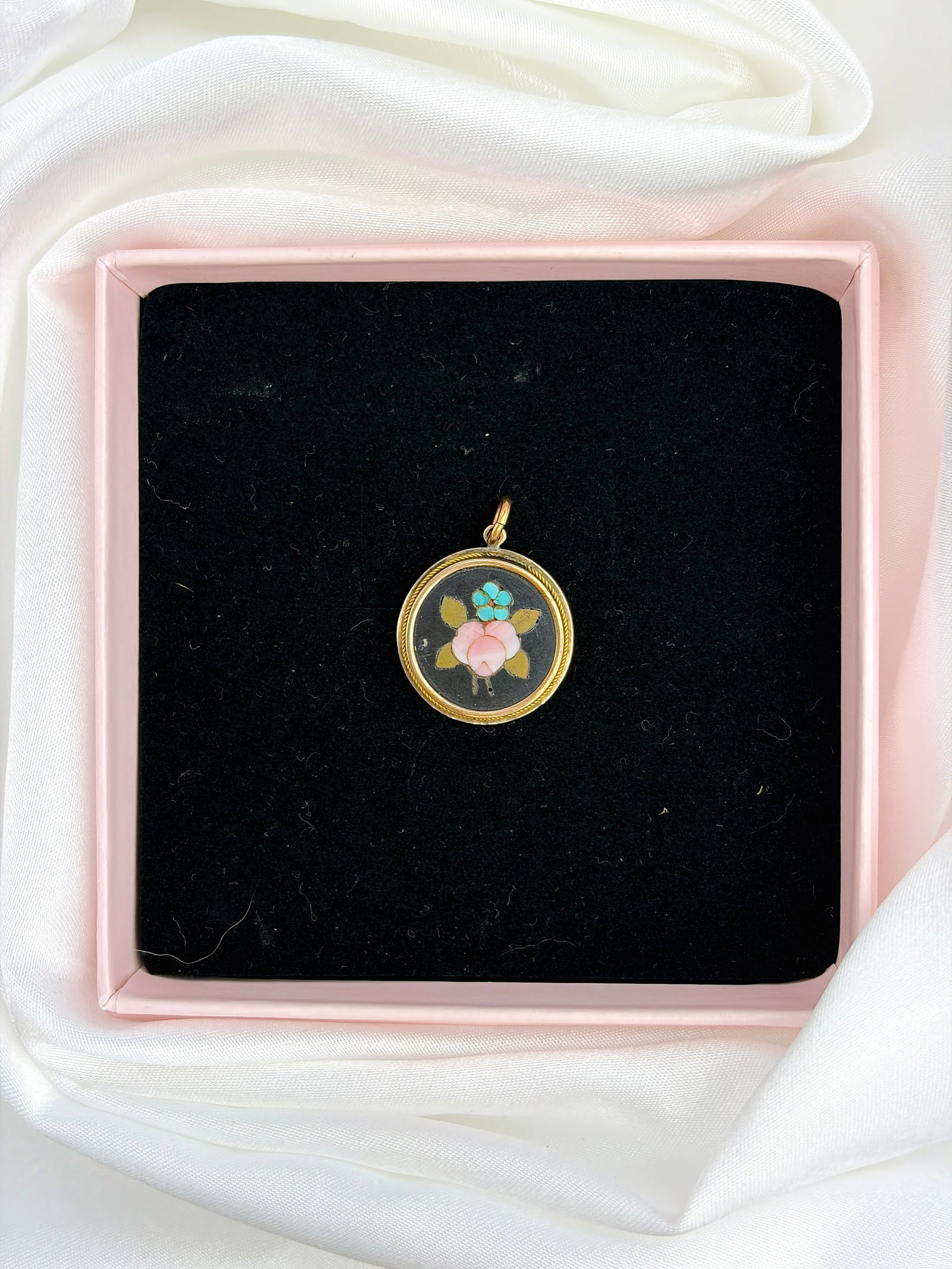 ANTIQUE PIETRA DURA MOSAIC PENDANT IN GOLD - 5