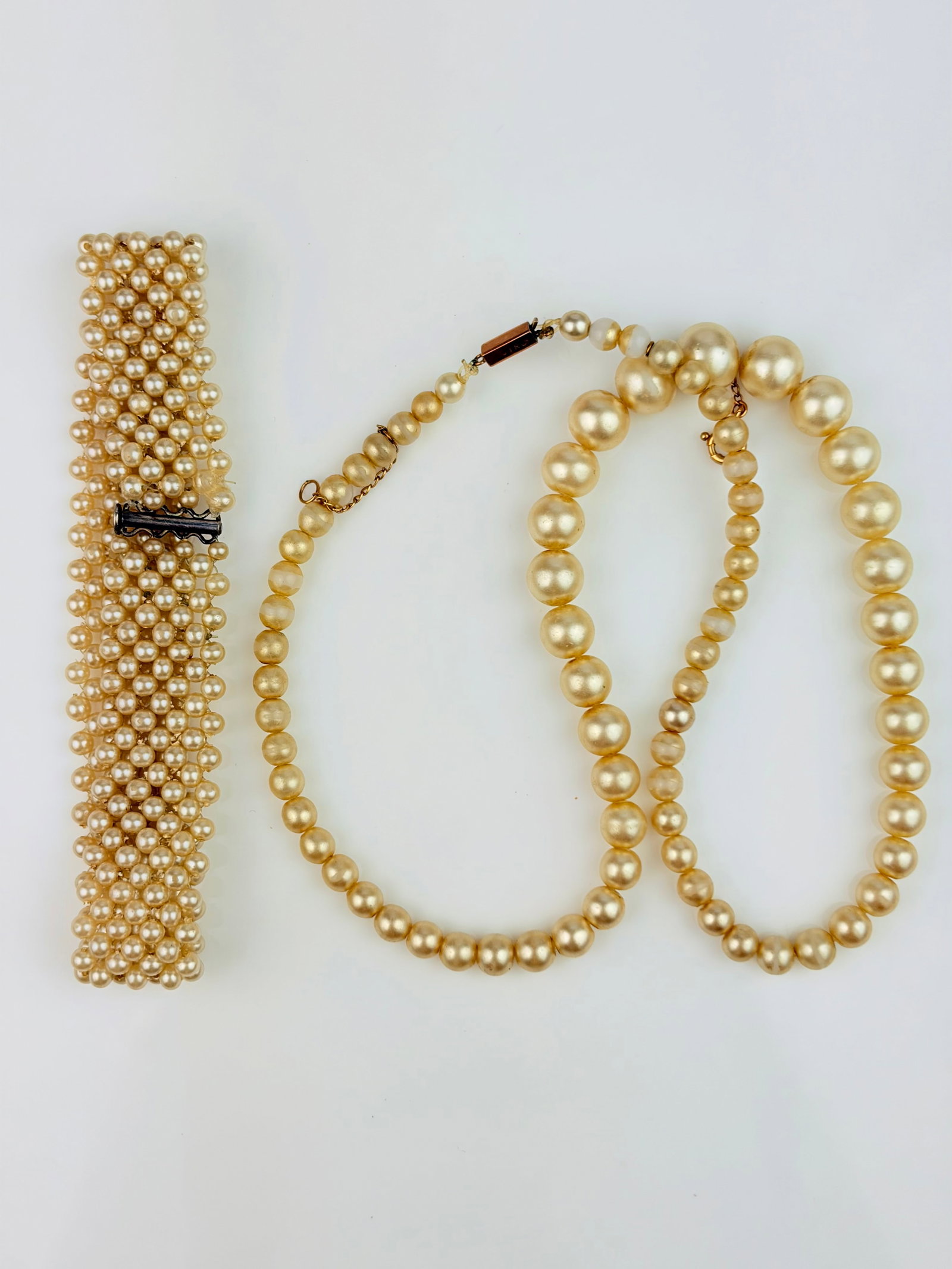 SEED PEARL BRACELET AND NECKLACE 9CT CLASP - 4