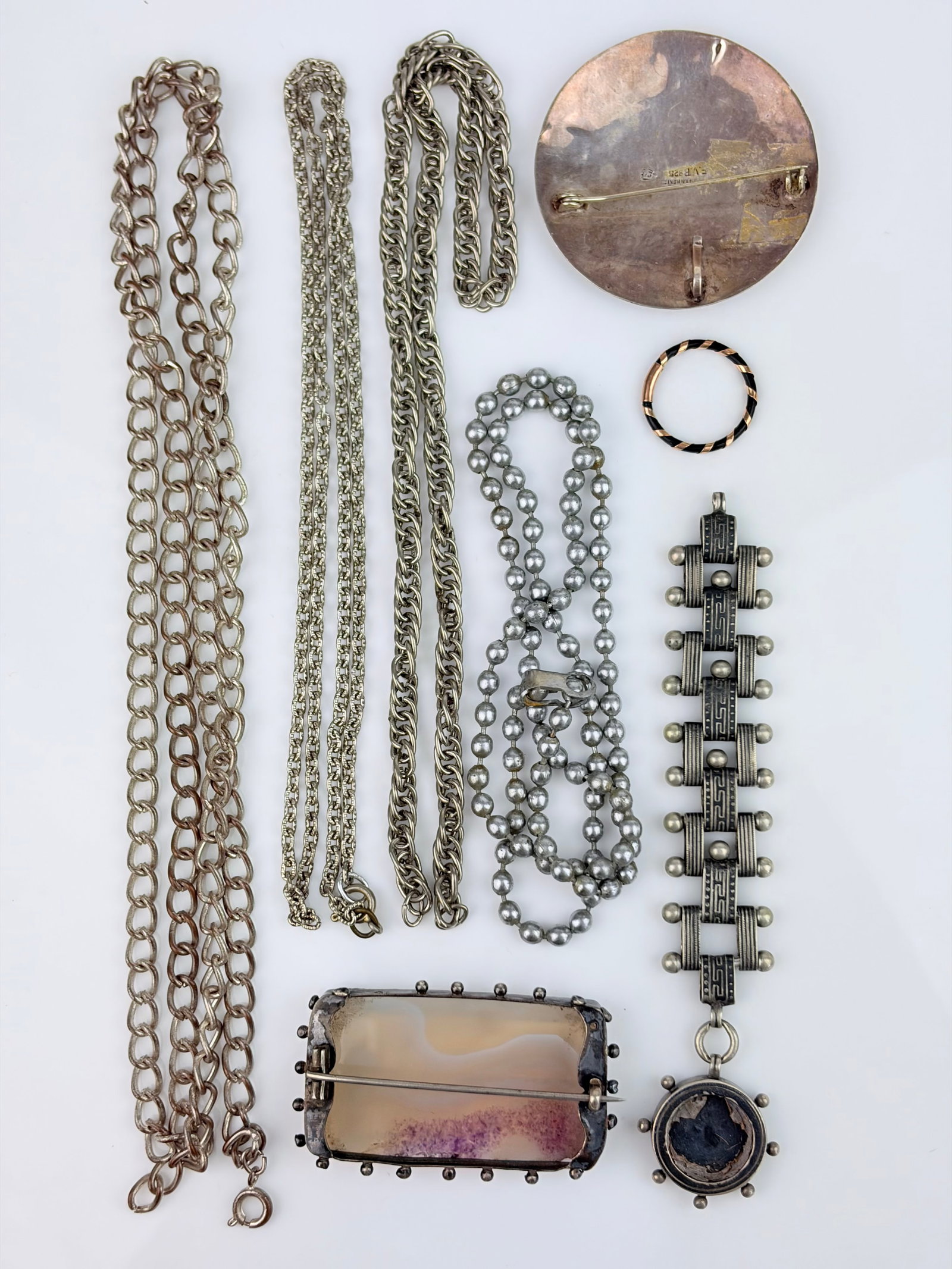 MIXED LOT - STERLING SILVER BROOCH - MIXED SILVER ETC - 6