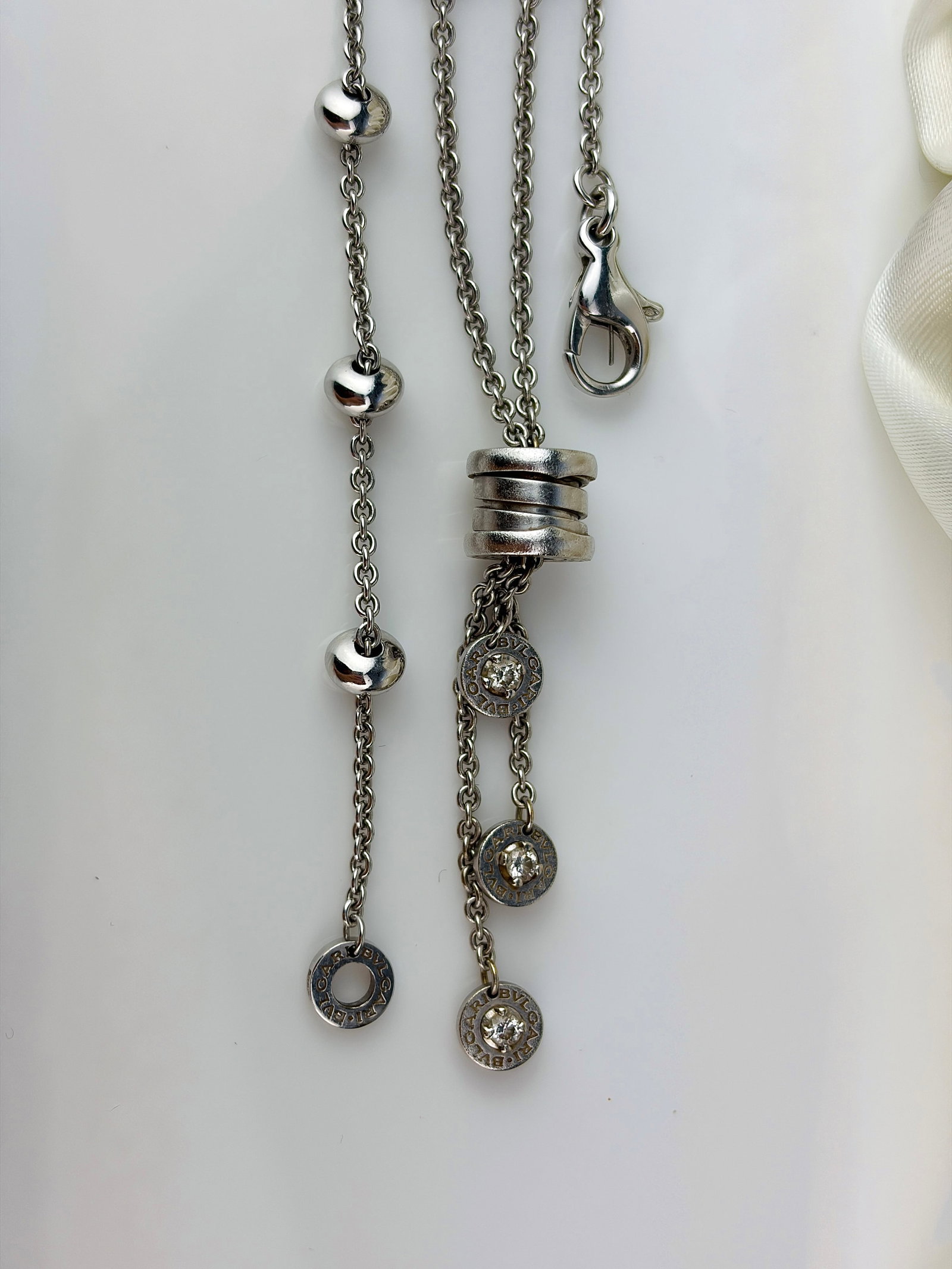 18ct White Gold BVLGARI Diamond Multi Strand Necklace - 3