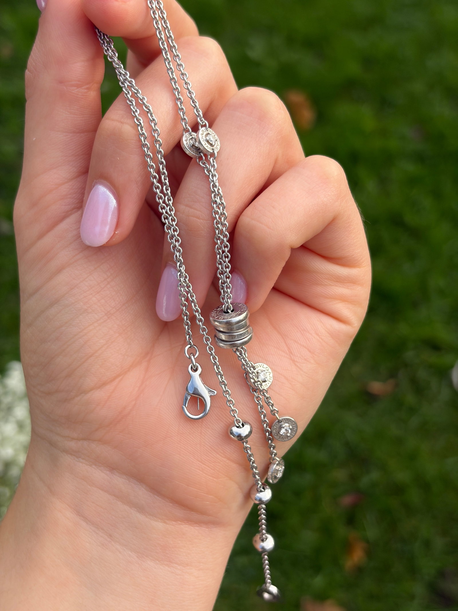 18ct White Gold BVLGARI Diamond Multi Strand Necklace - 9