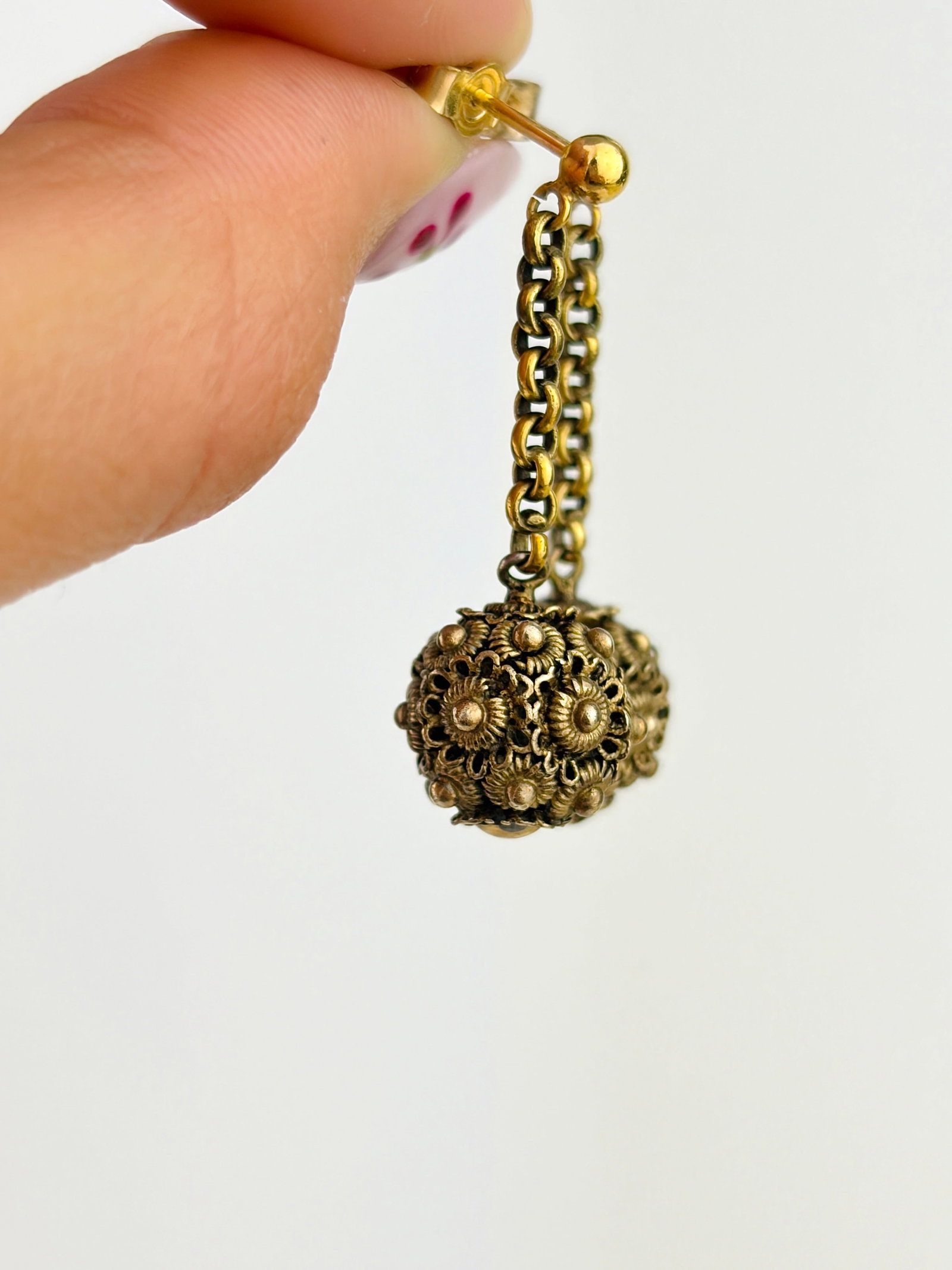 ANTIQUE FLOWER DROP EARRINGS IN 18CT AND 9CT GOLD - 2