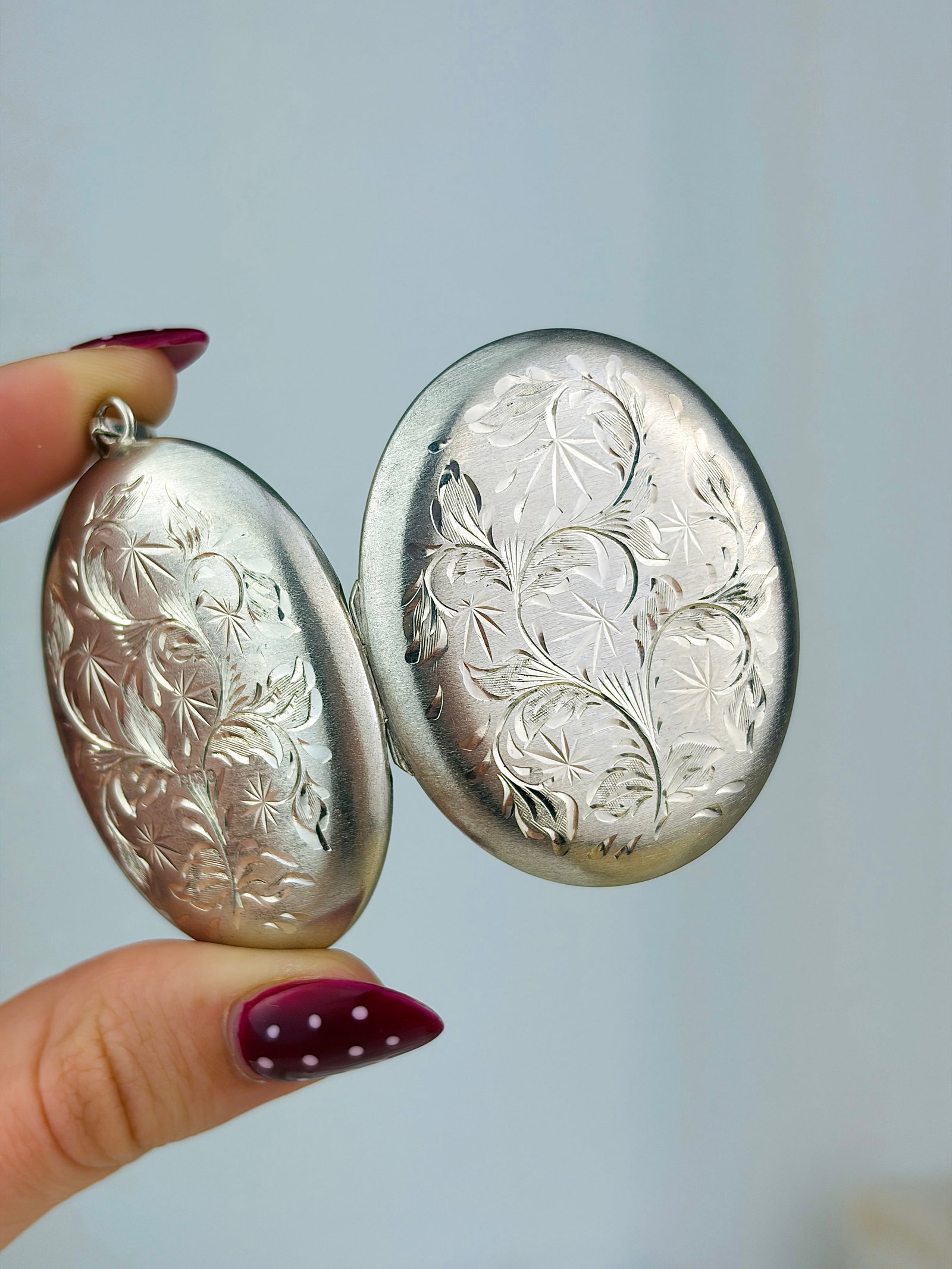 large antique silver Locket pendant - 4