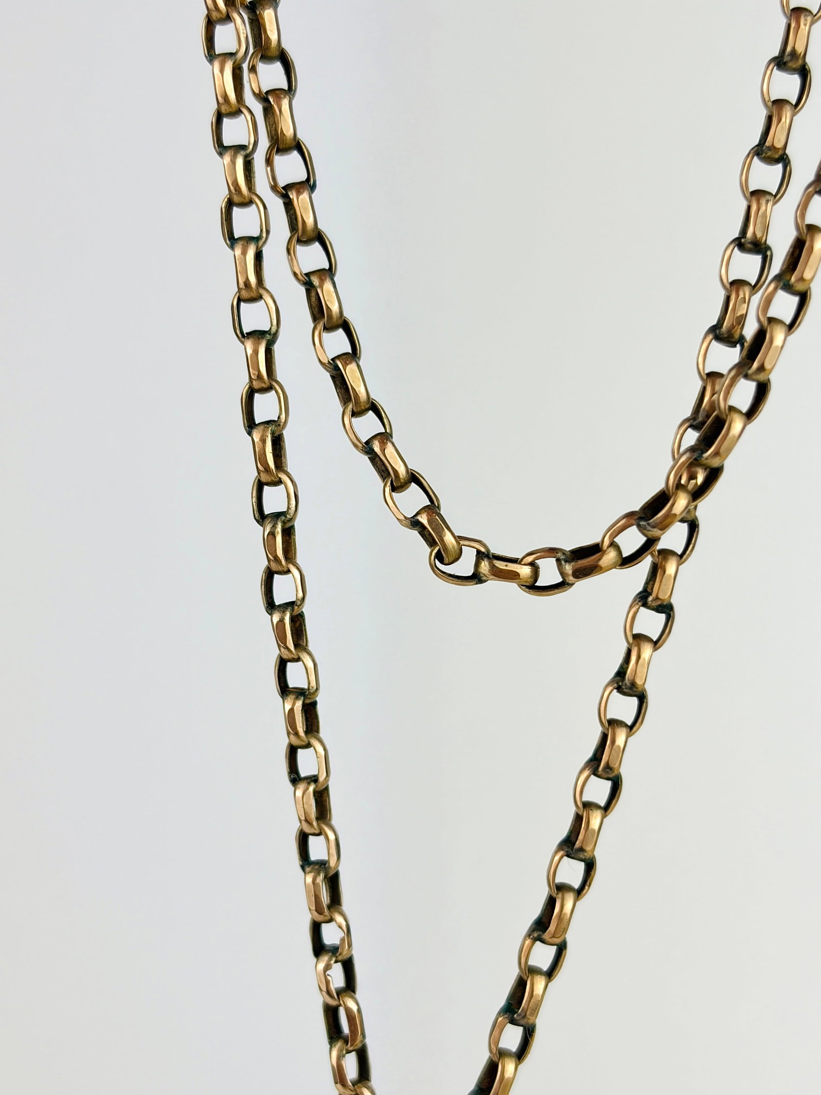 ANTIQUE 9CT GOLD LONGGUARD CHAIN WITH DOGCLIP - 2