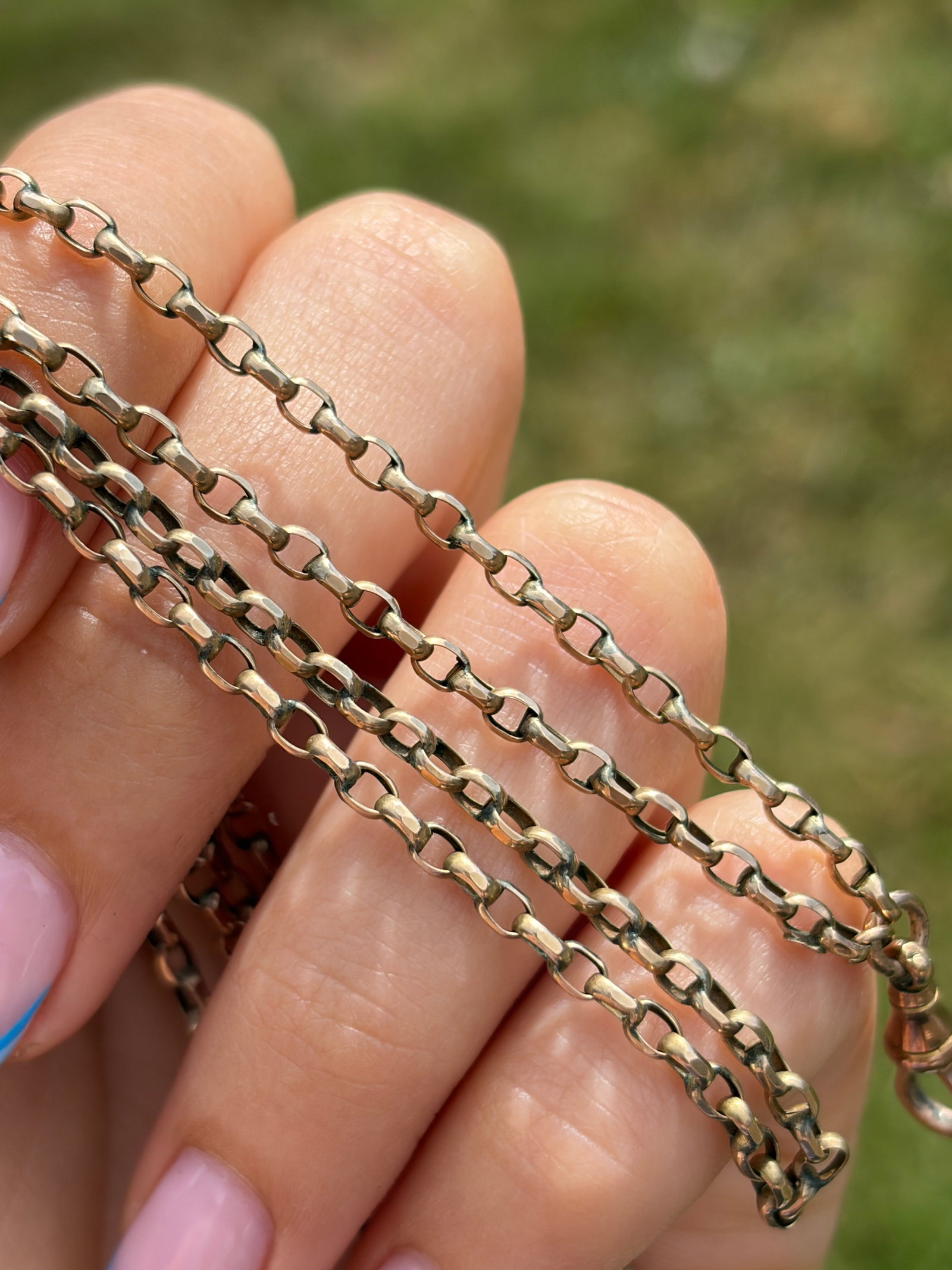 ANTIQUE 9CT GOLD LONGGUARD CHAIN WITH DOGCLIP - 7