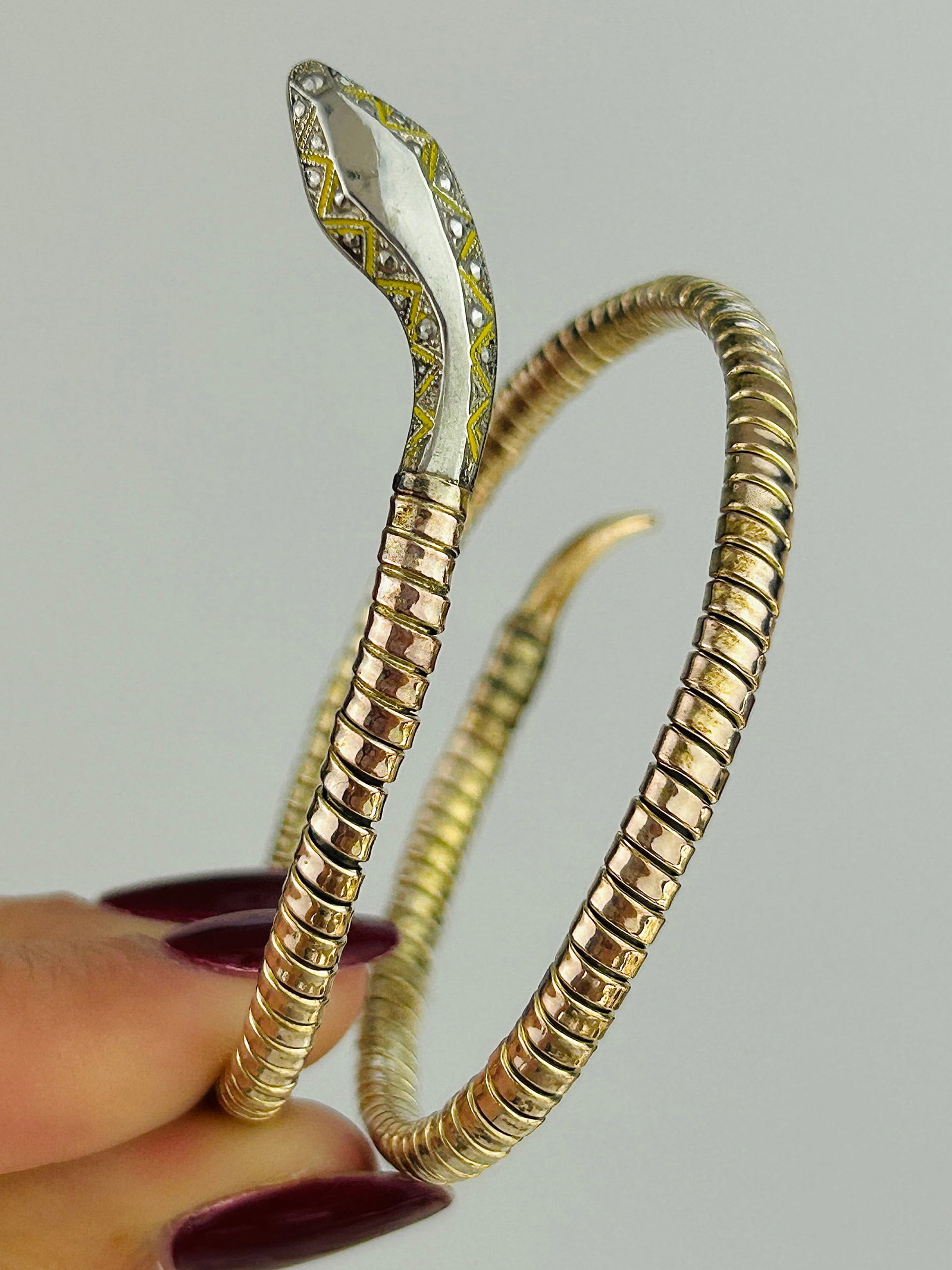Gilt Metal Coiled Snake Bangle